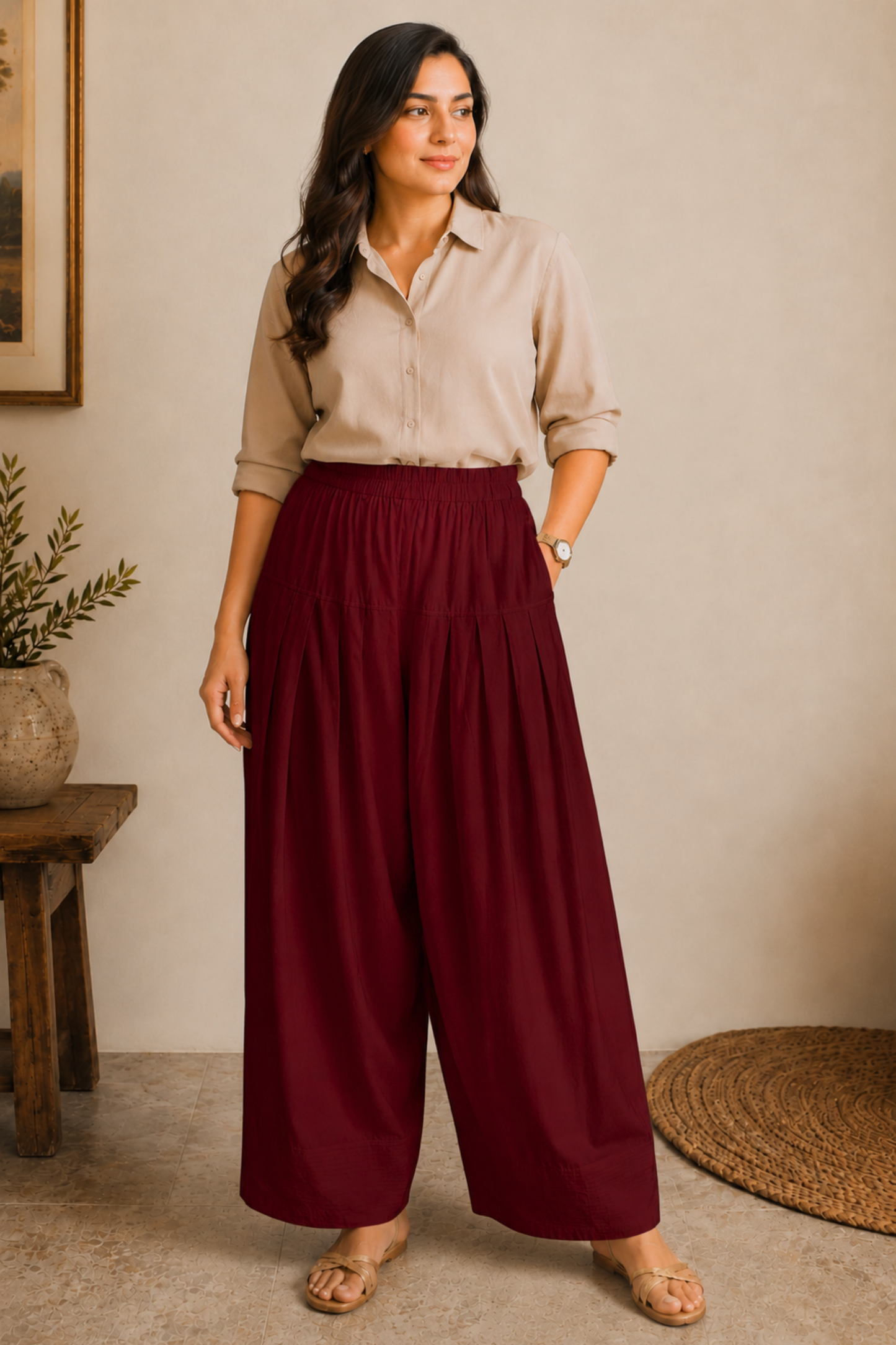 Maroon Rayon Farshi Salwar