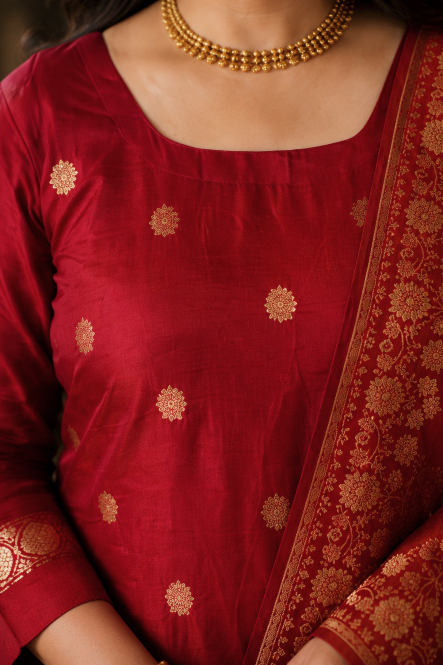 Vamika Maroon Jacquard Silk Suit