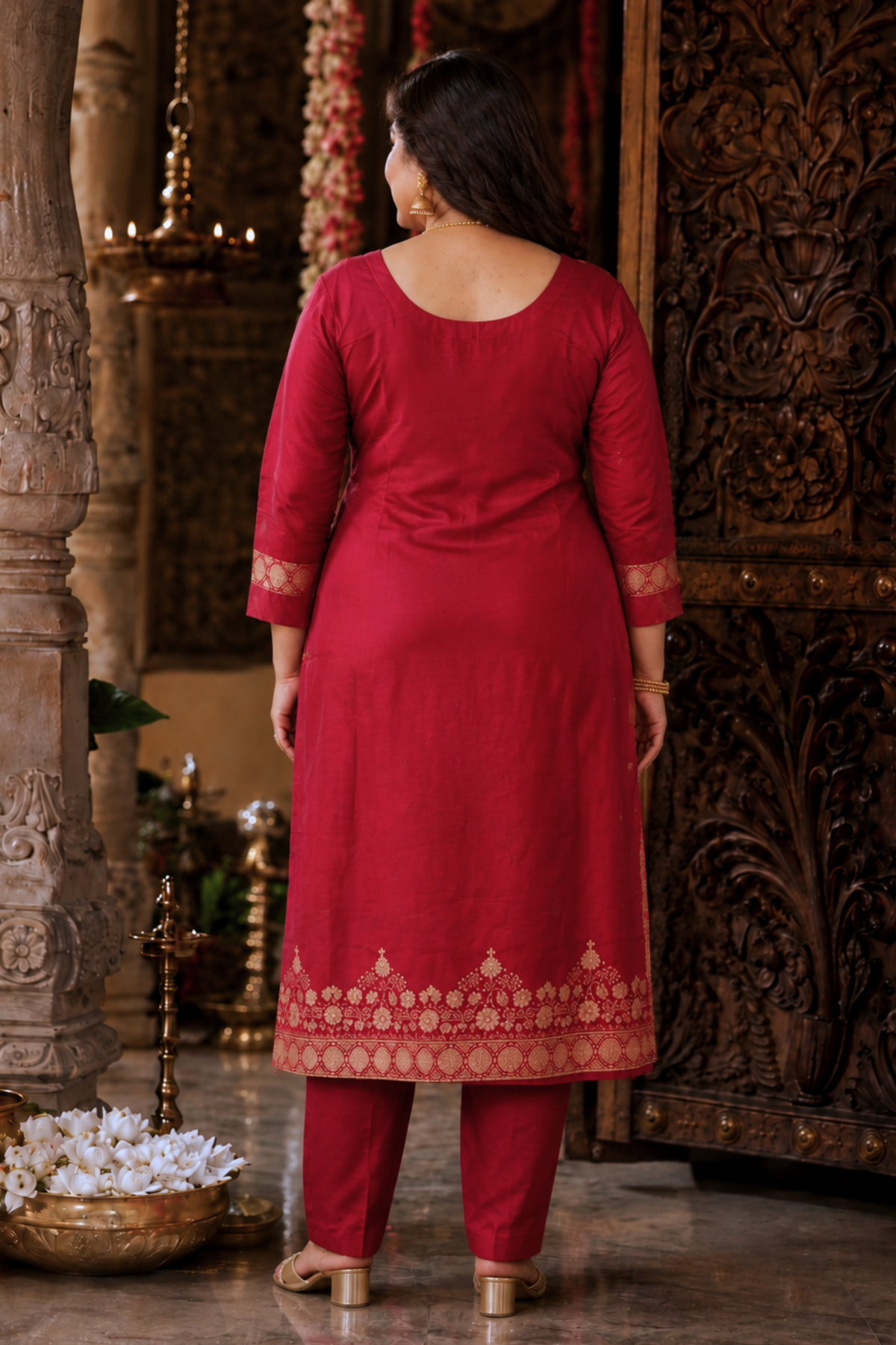 Vamika Maroon Jacquard Silk Suit