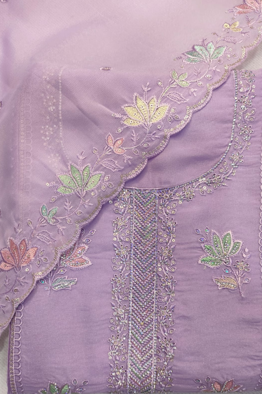 Mauve Georgette Suit with Stone Work