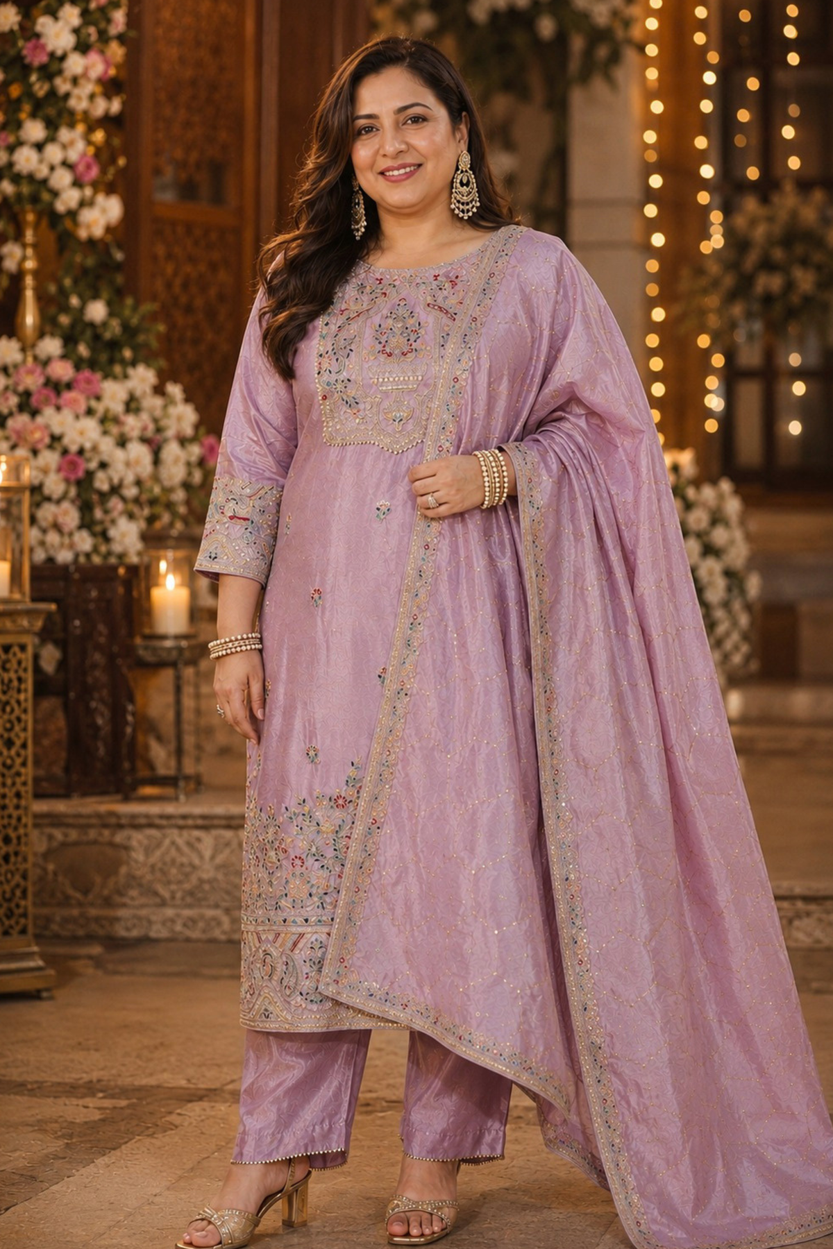 Mehzaan Tissue Shimmer Suit with Zari Embroidery