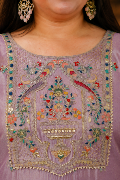 Mehzaan Tissue Shimmer Suit with Zari Embroidery