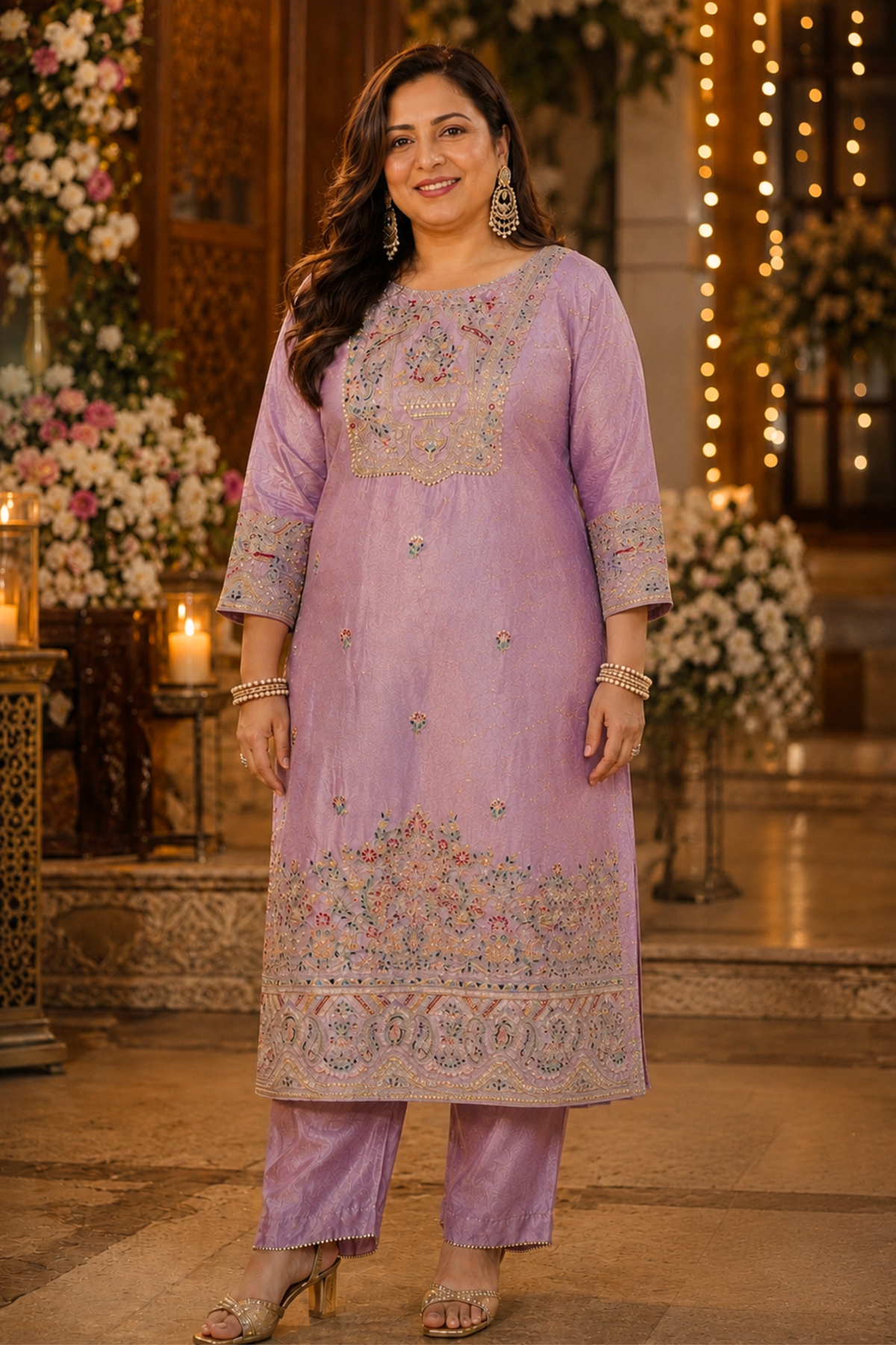 Mehzaan Tissue Shimmer Suit with Zari Embroidery
