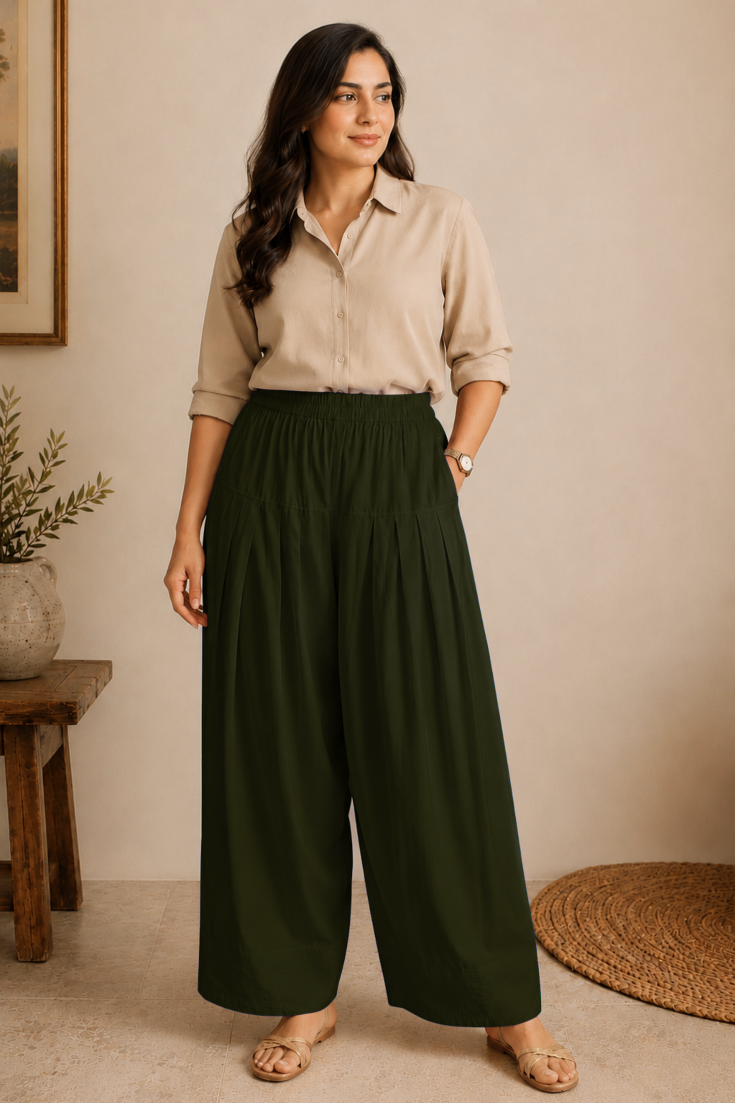 Mehandi Green Rayon Farshi Salwar