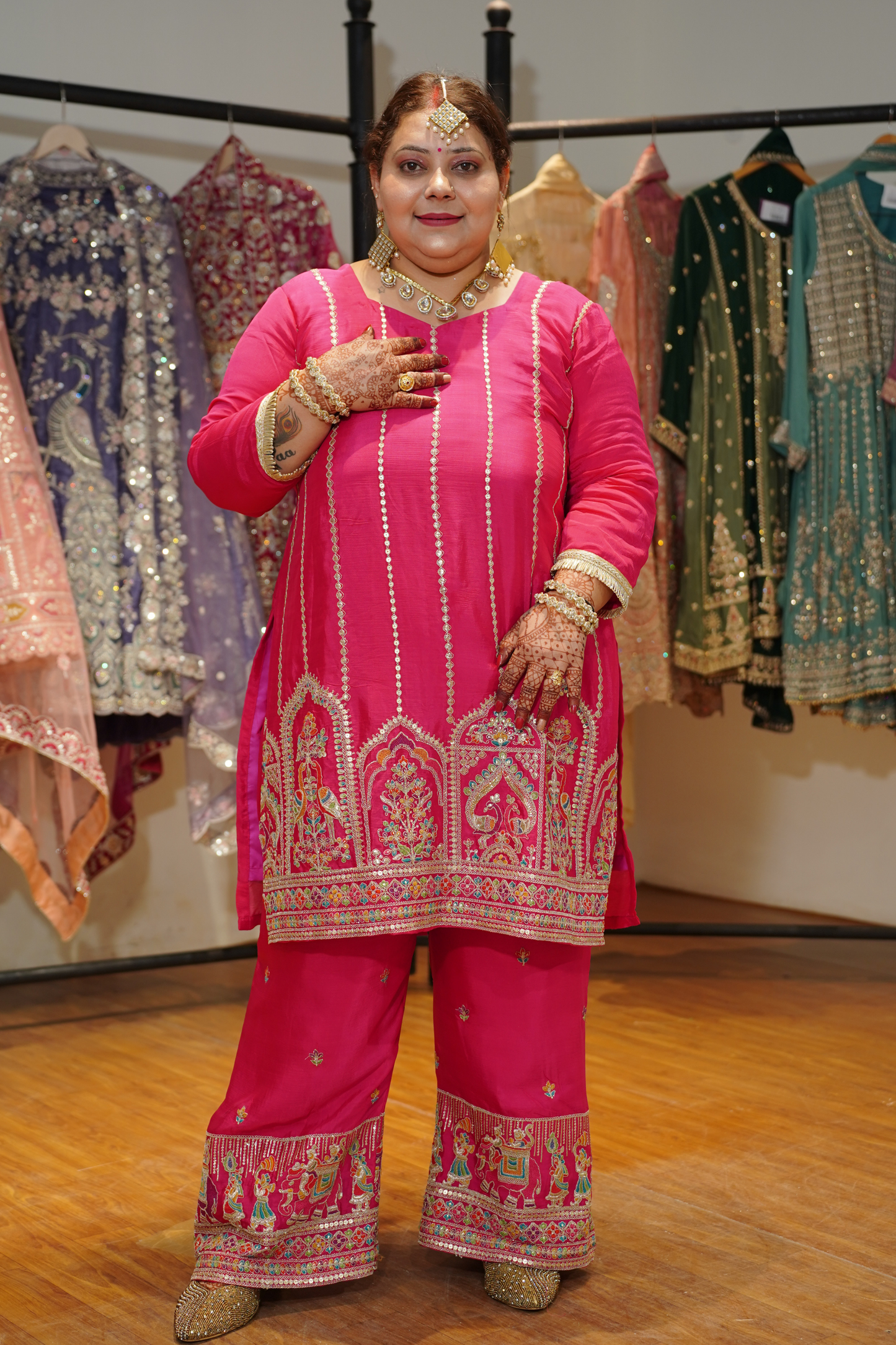 Mehveen Palkhi Zari Embroidered Suit With Flared Pants