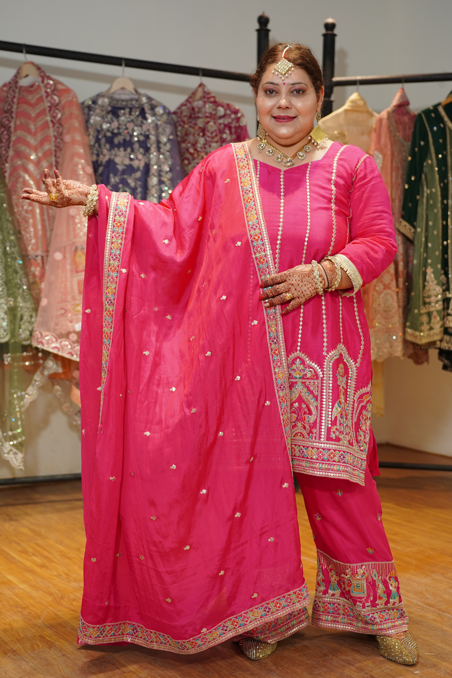 Mehveen Palkhi Zari Embroidered Suit With Flared Pants