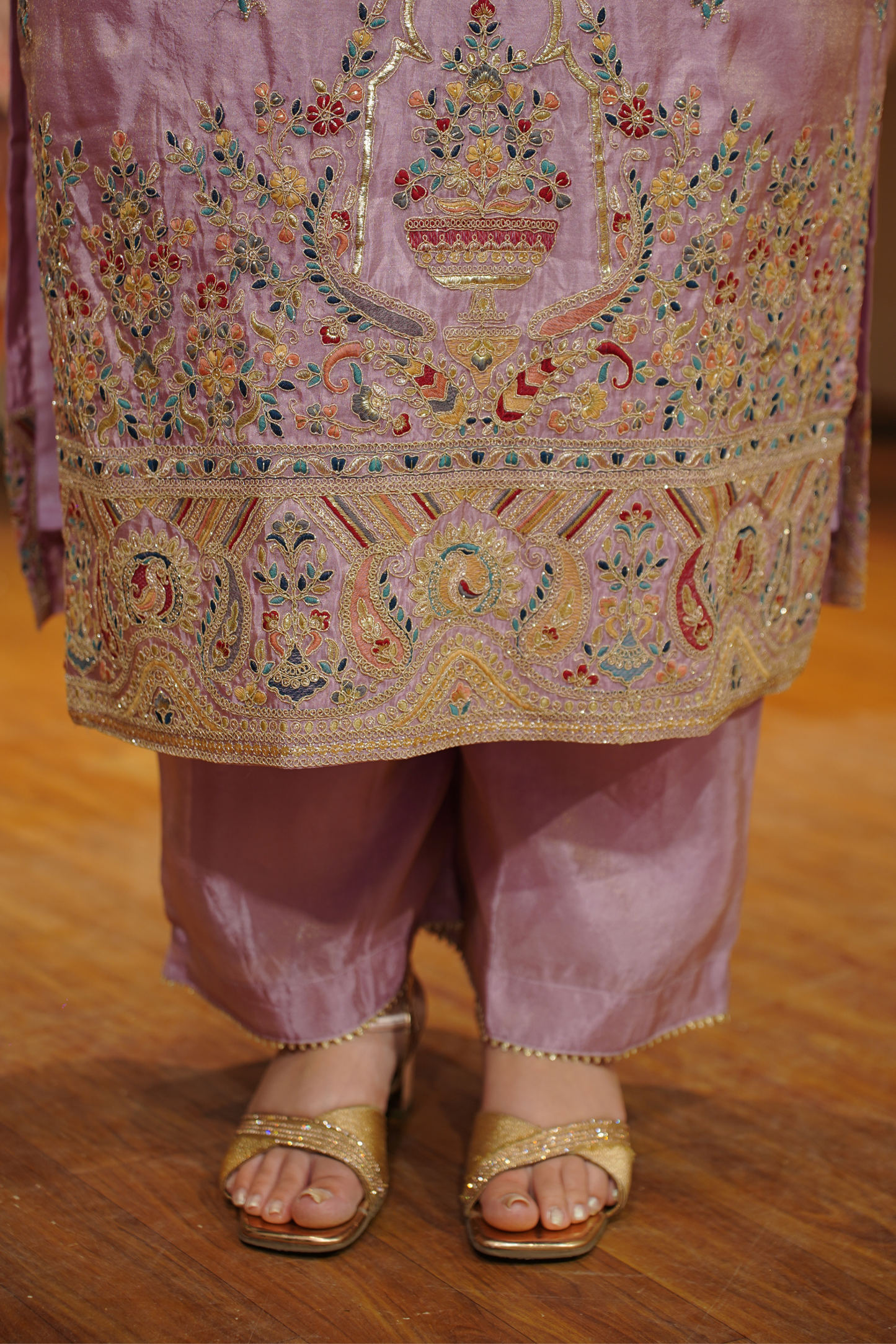 Mehzaan Tissue Shimmer Suit with Zari Embroidery