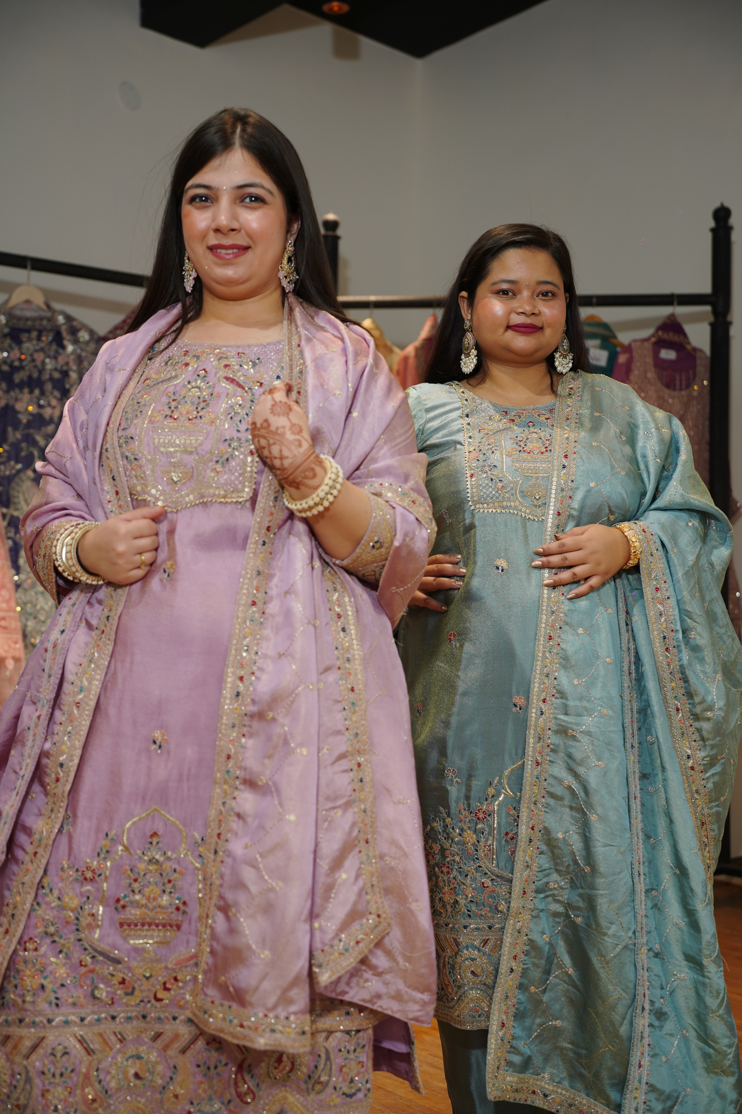 Mehzaan Tissue Shimmer Suit with Zari Embroidery