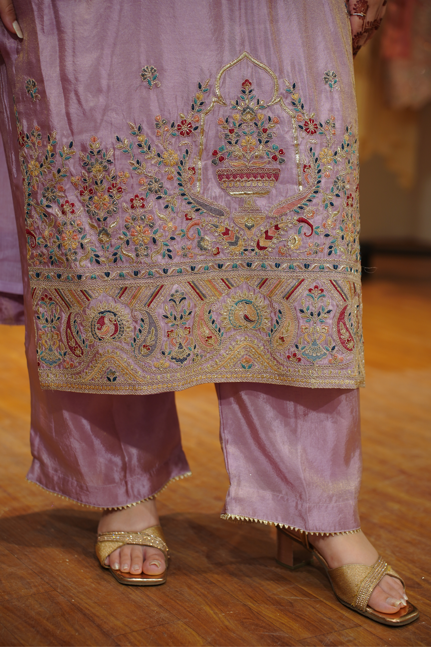 Mehzaan Tissue Shimmer Suit with Zari Embroidery