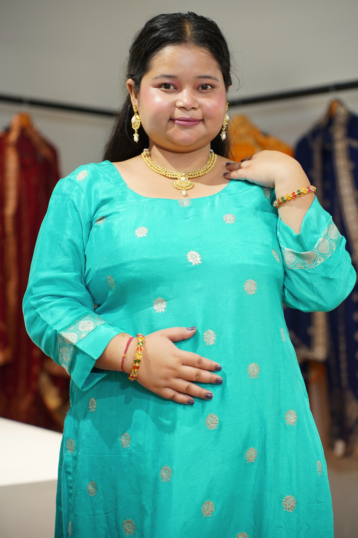 Mrinal Firozi Jacquard Silk Suit