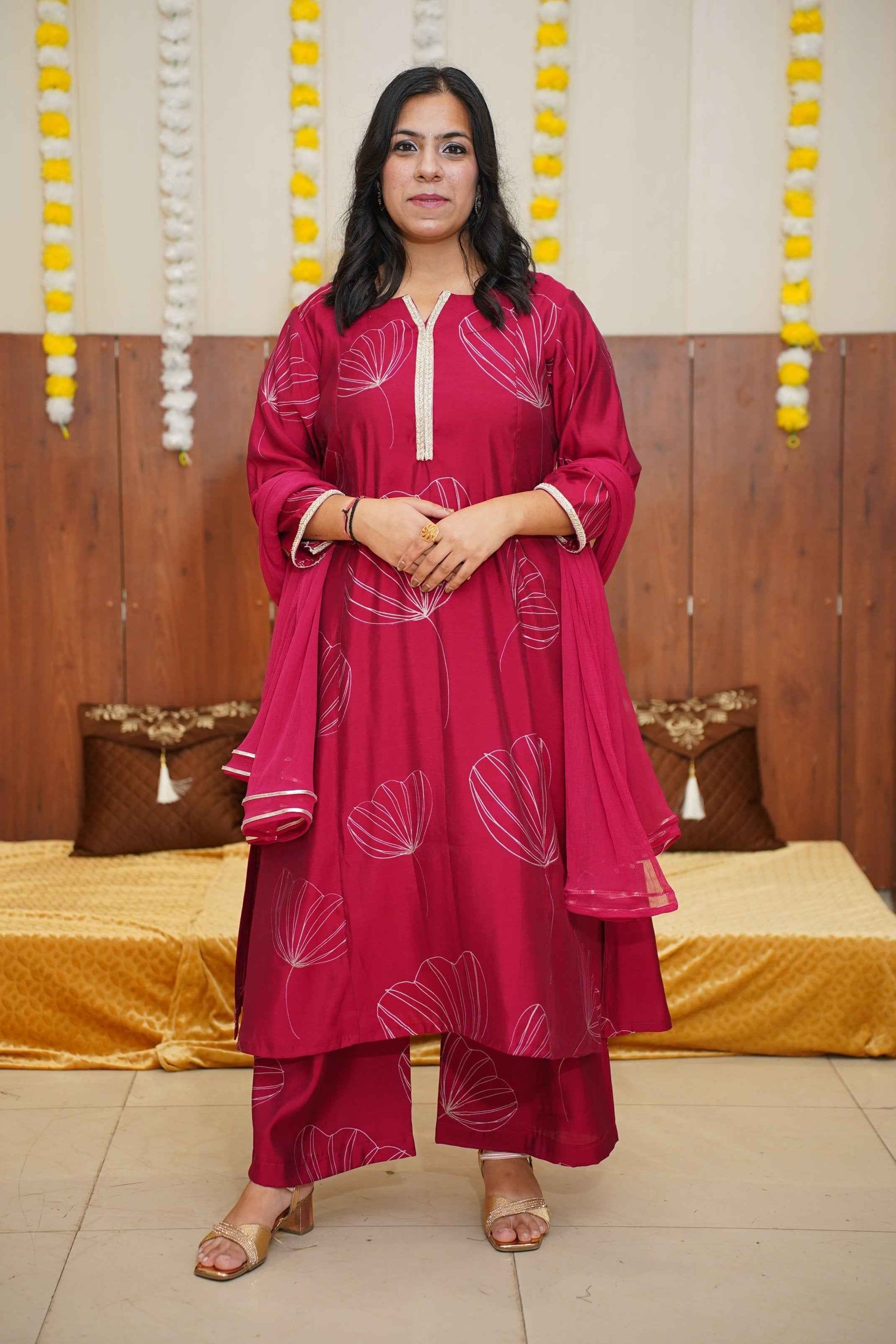 Mulberry Pink A-line Suit Set