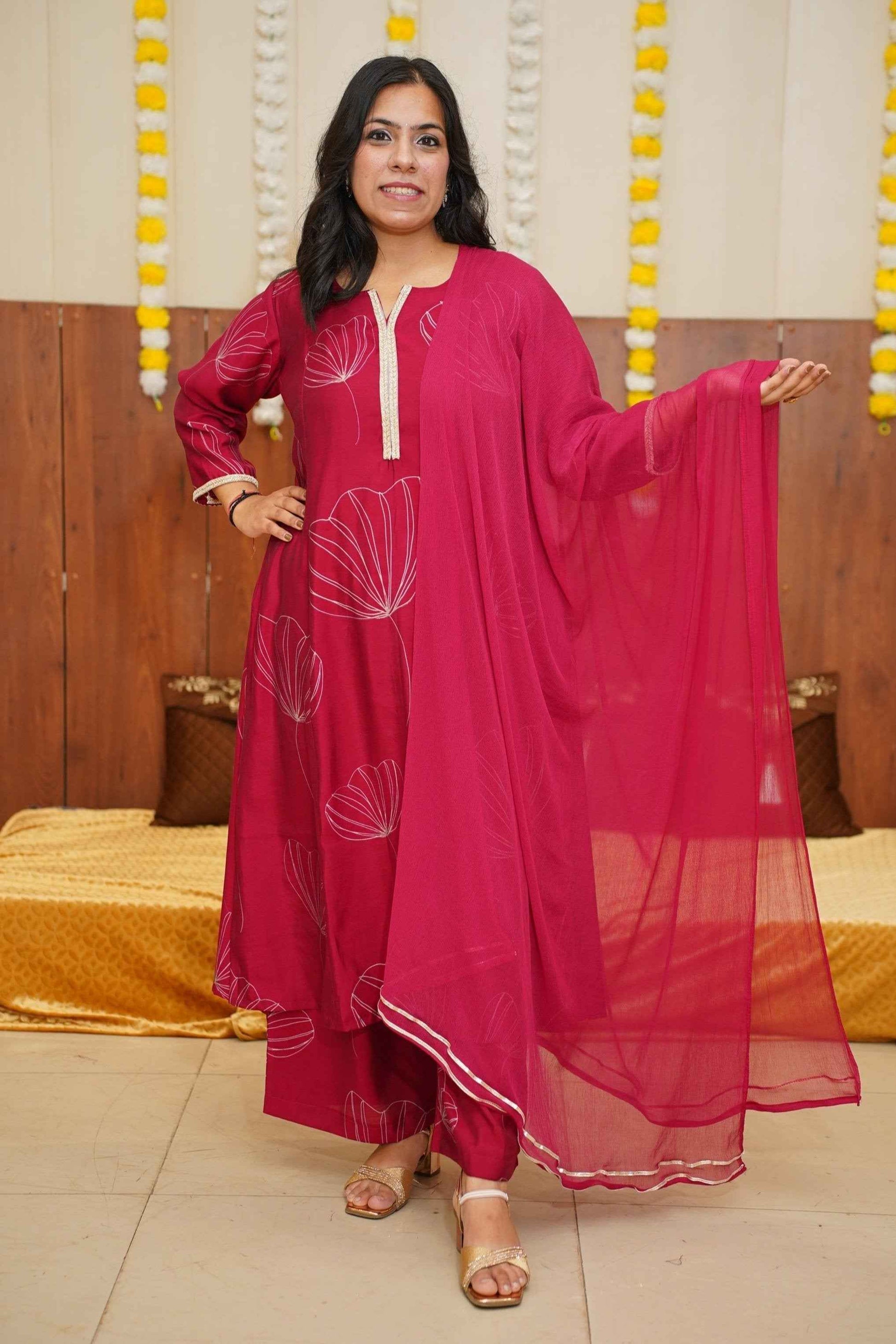 Mulberry Pink A-line Suit Set