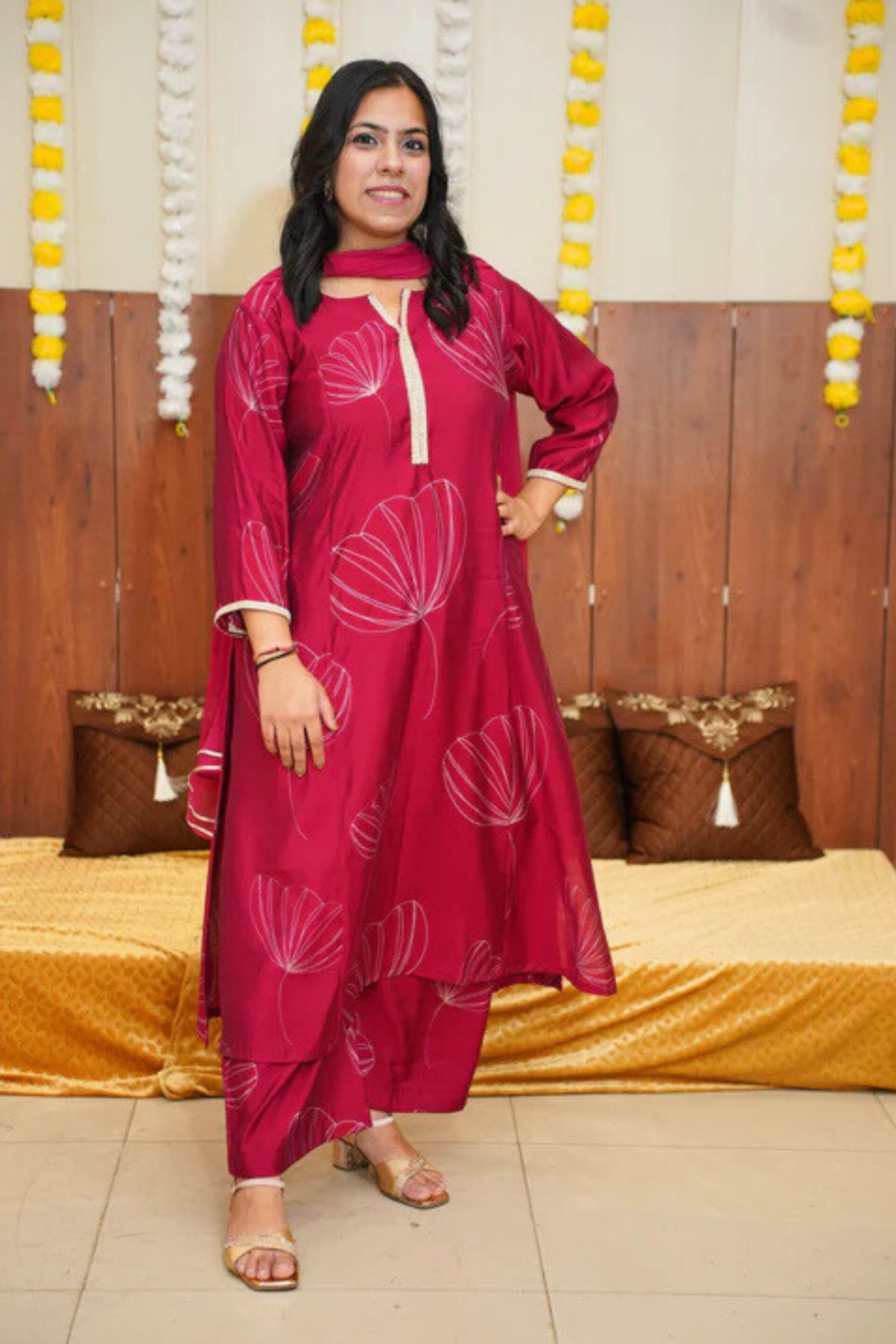 Mulberry Pink A-line Suit Set