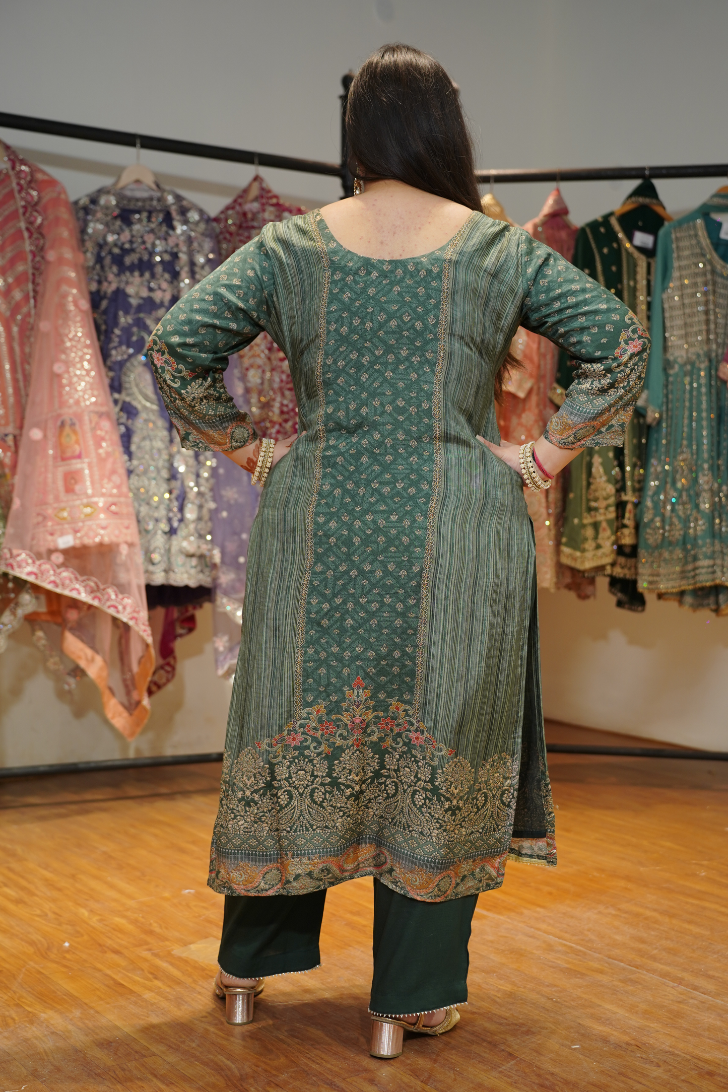 Nehrin Karachi Muslin Suit with Aari Work