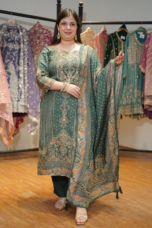 Nehrin Karachi Muslin Suit with Aari Work