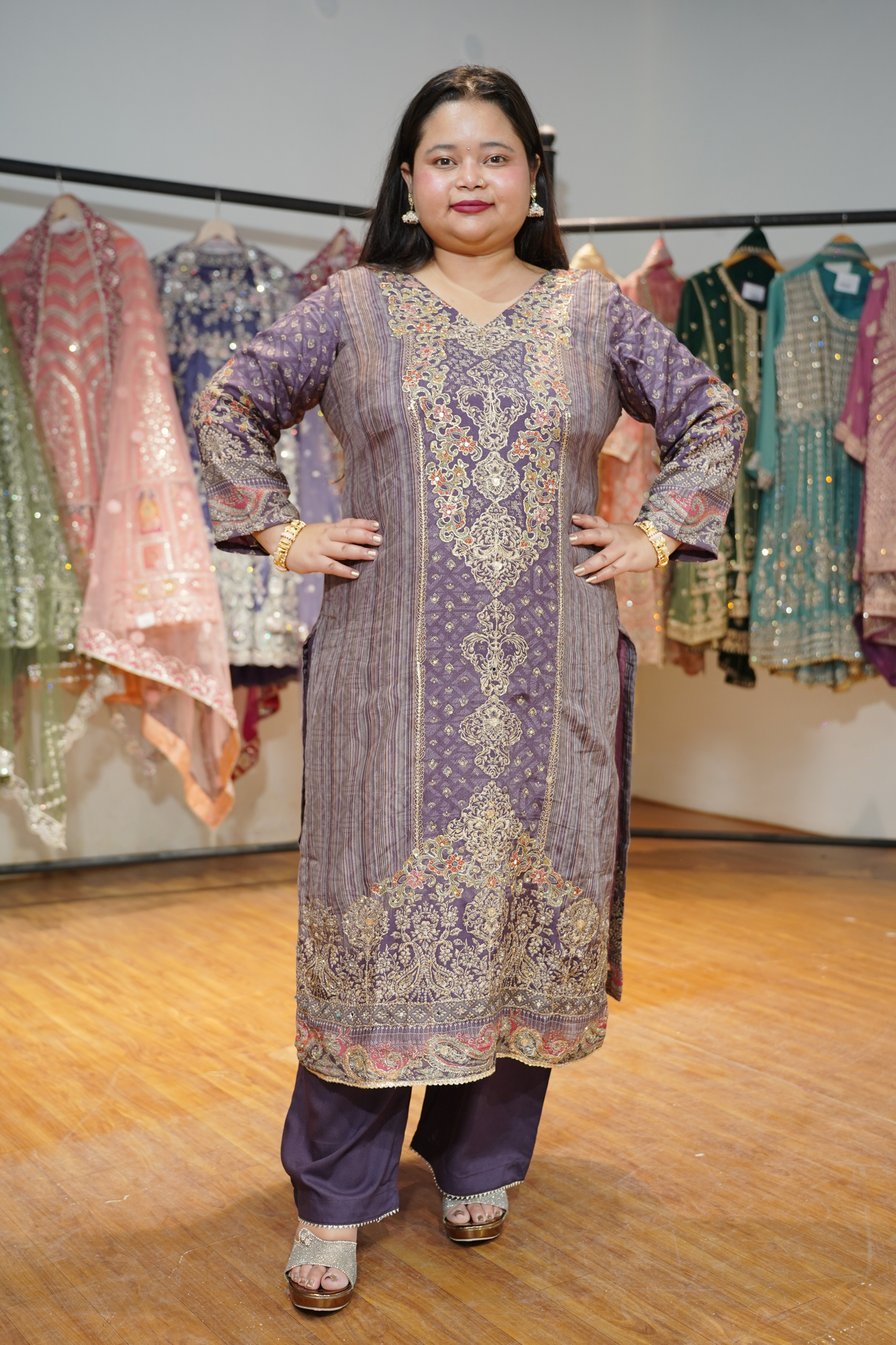 Aabroo Karachi Muslin Suit with Aari Work