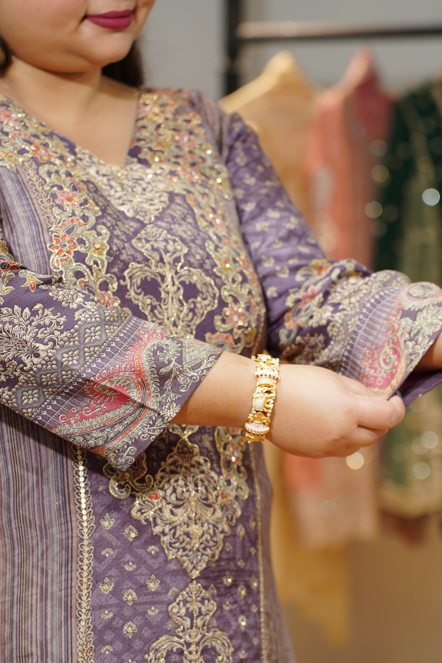 Aabroo Karachi Muslin Suit with Aari Work