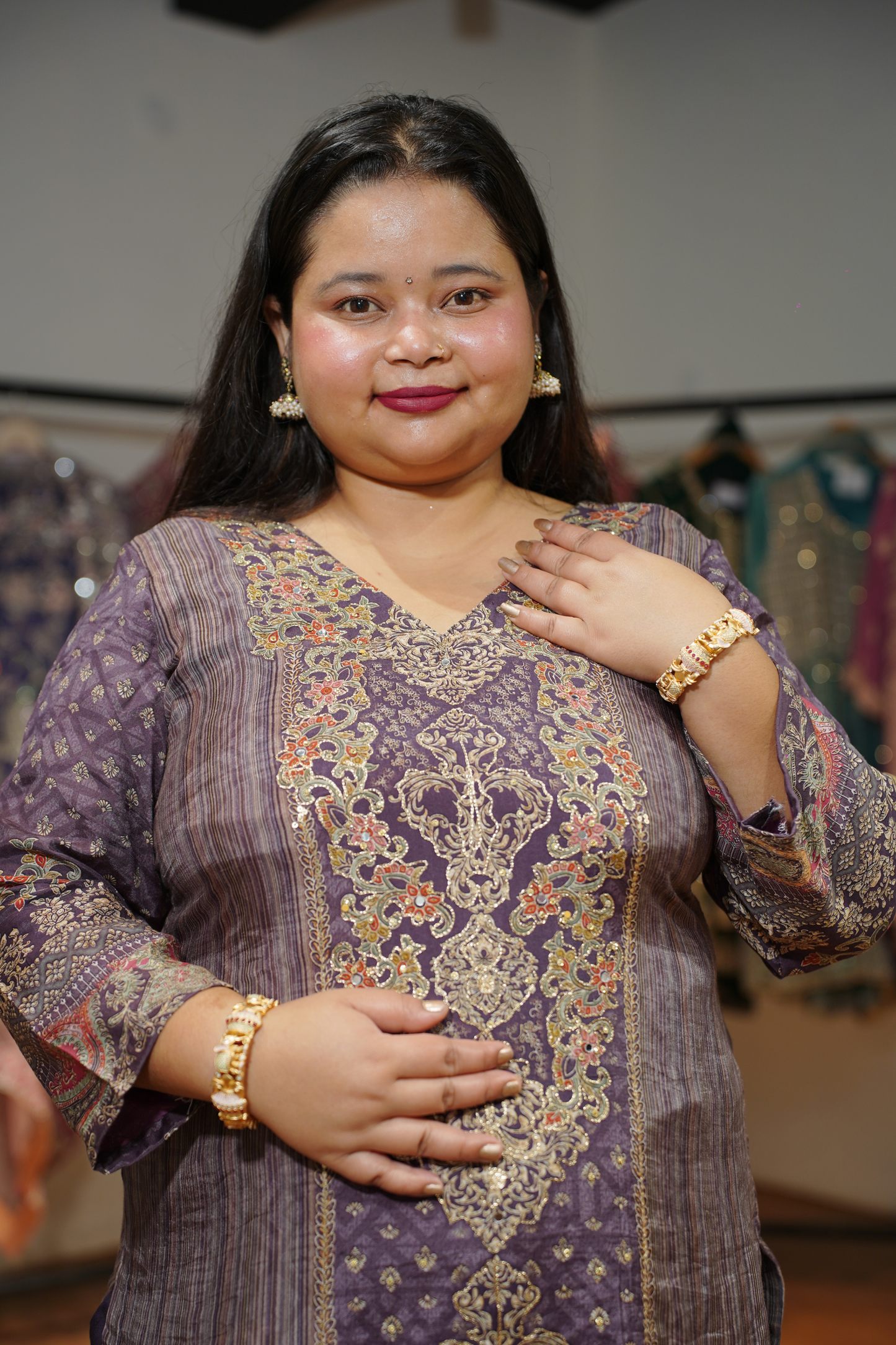 Aabroo Karachi Muslin Suit with Aari Work