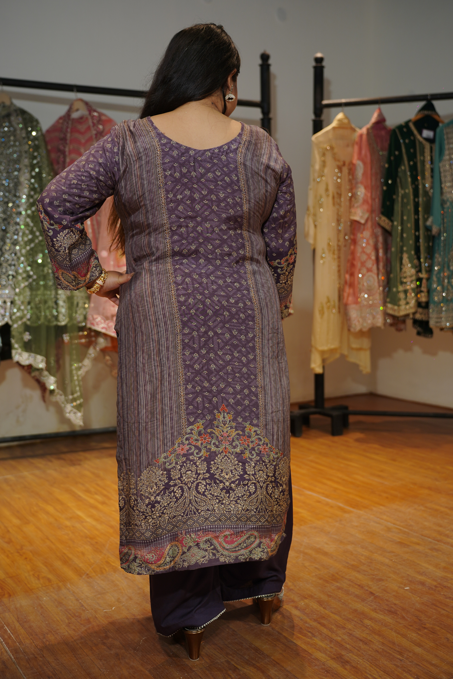 Aabroo Karachi Muslin Suit with Aari Work
