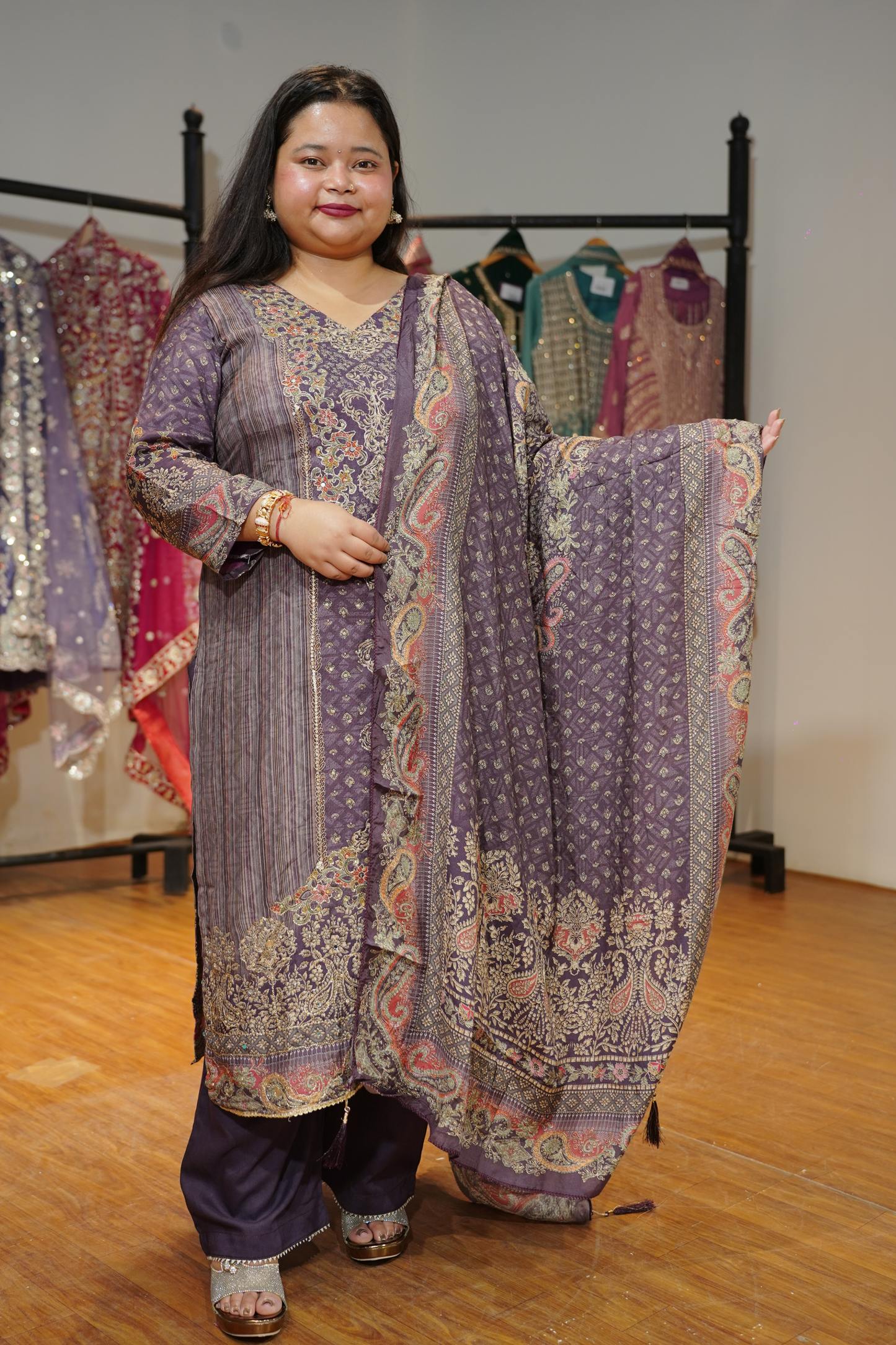 Aabroo Karachi Muslin Suit with Aari Work