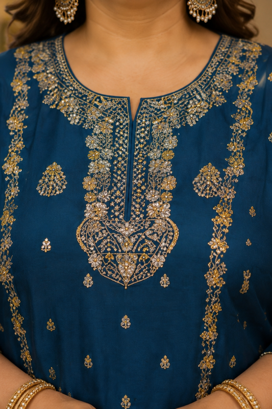 Indira Neel Fancy Chinon Suit