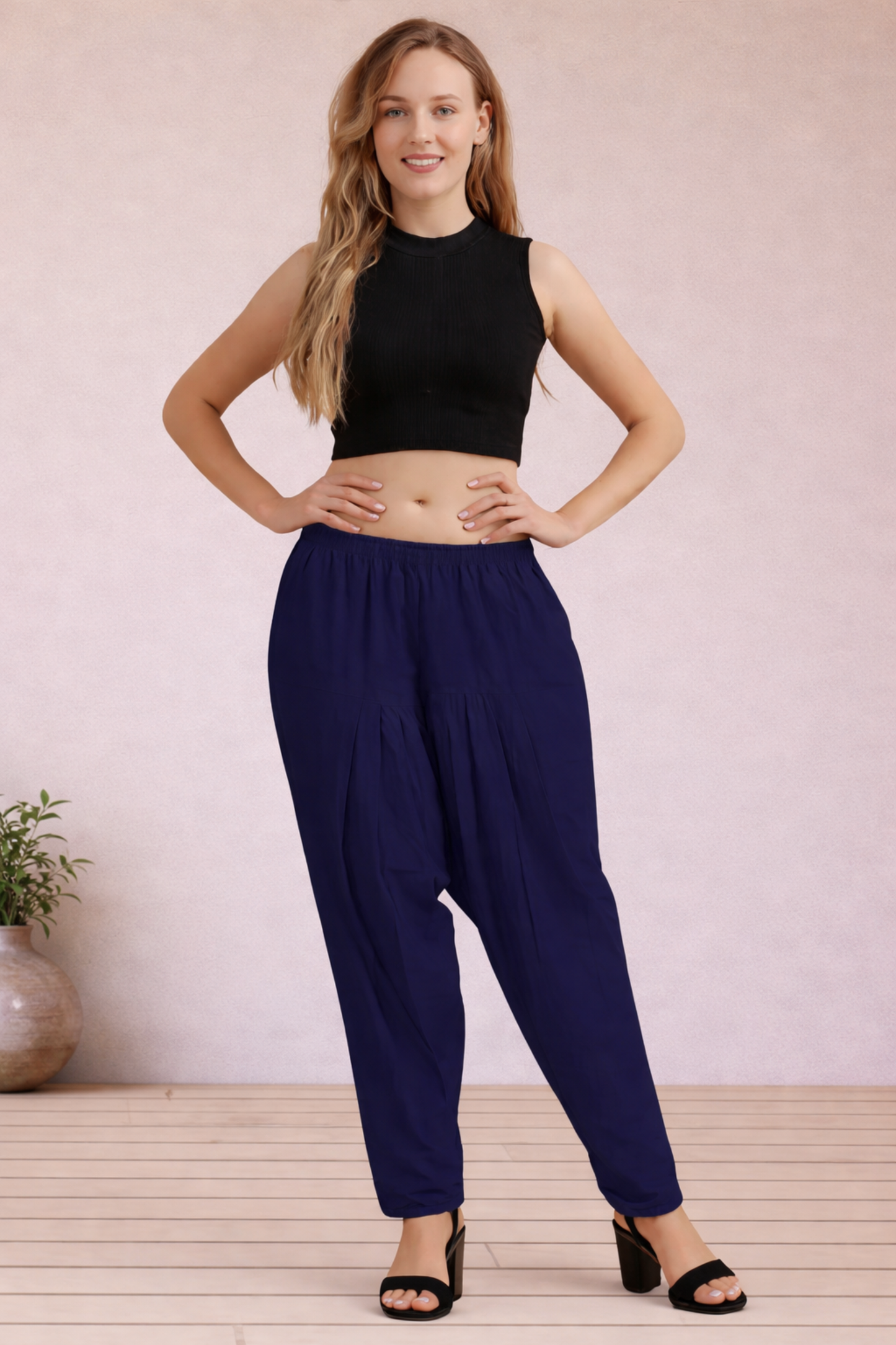 Navy Blue Easy Fit Cotton Salwar