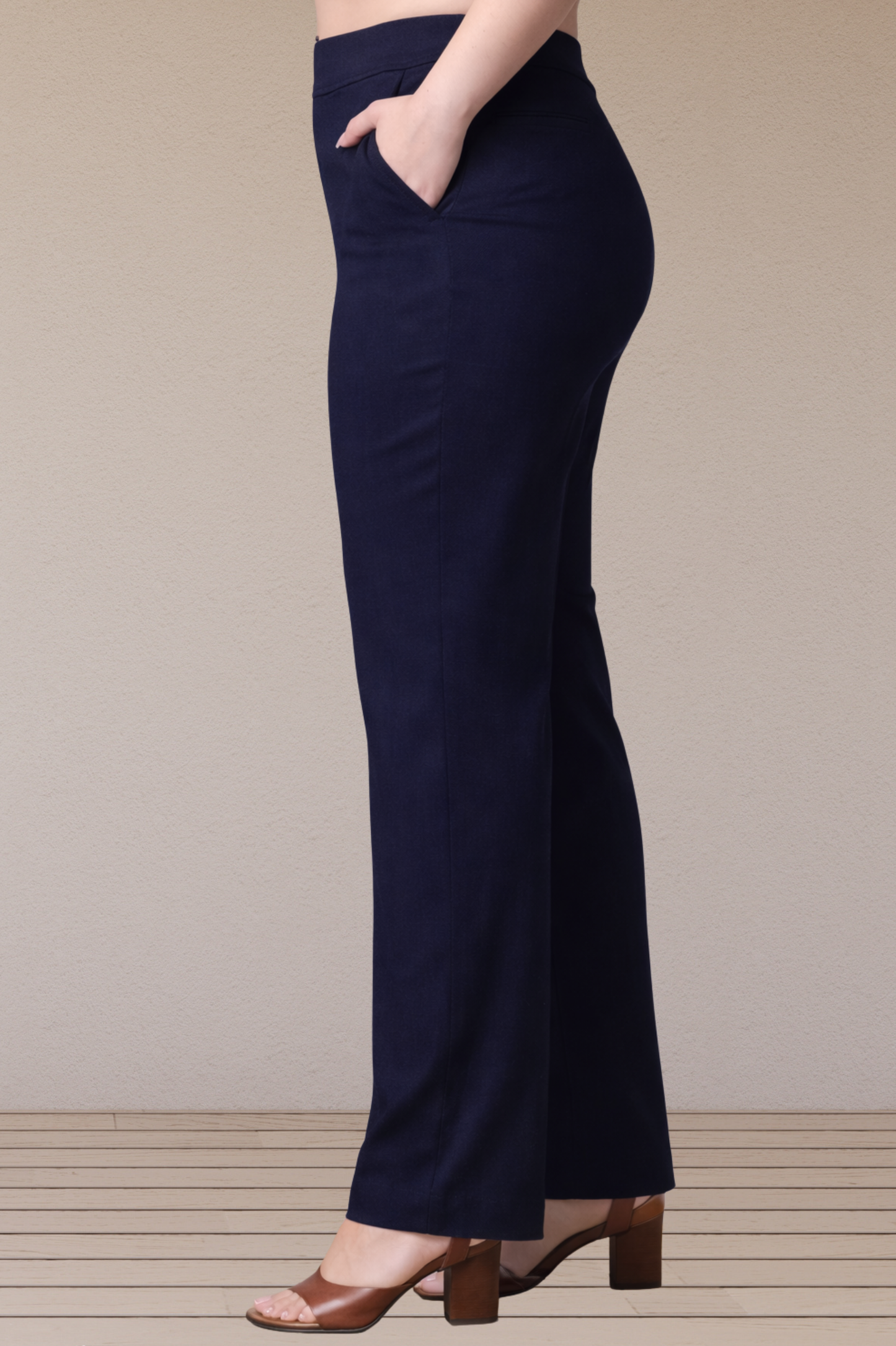 Navy Lycra Slub Pants