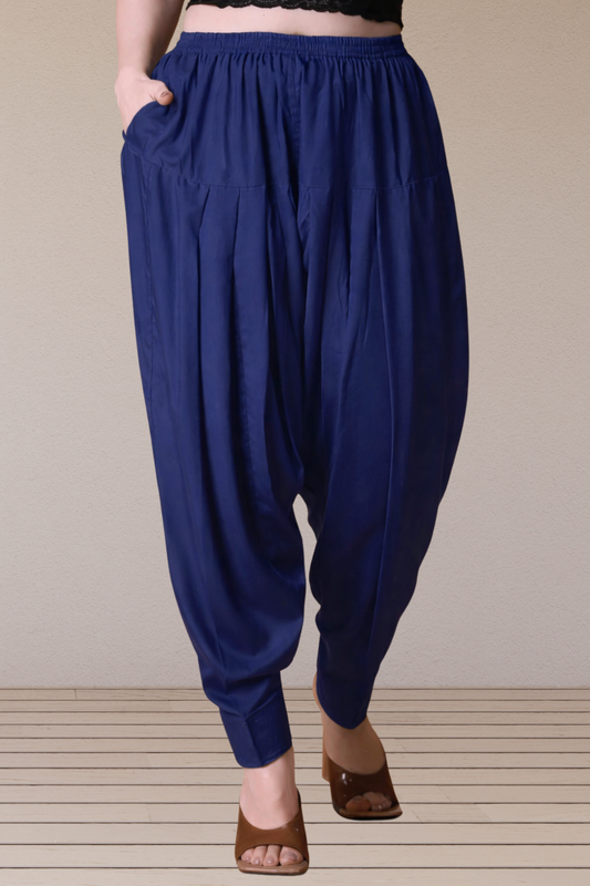 Navy Blue Rayon Pleated Salwar