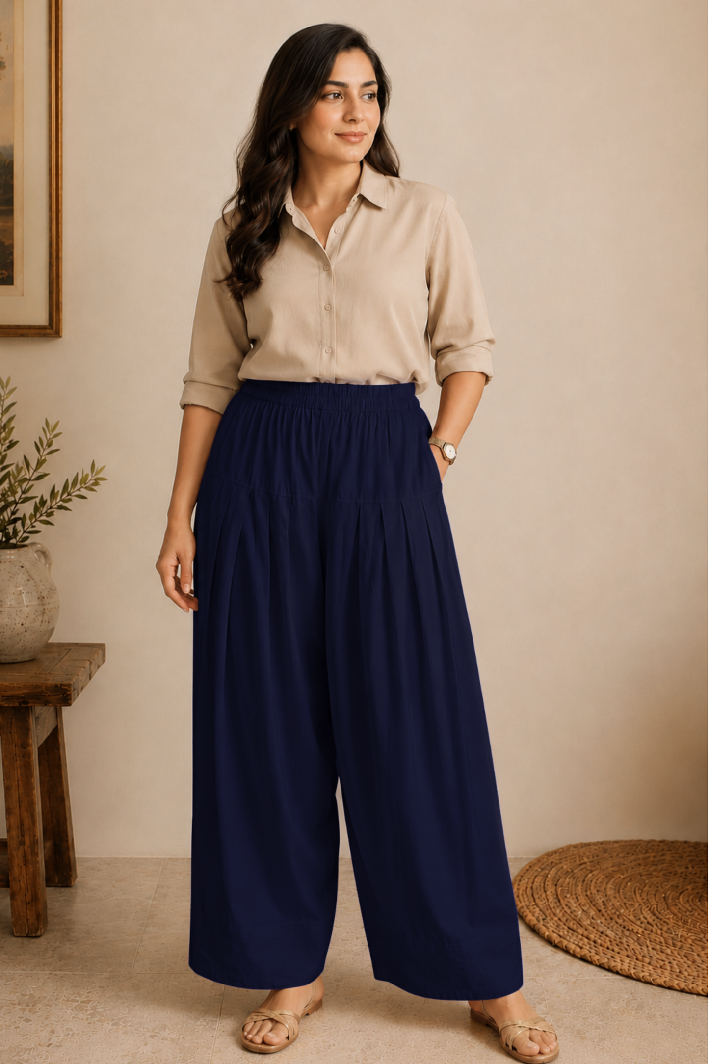 Navy Blue Rayon Farshi Salwar