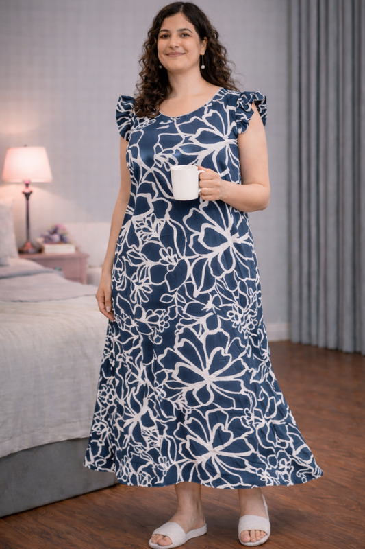 Moonlit Floral Rayon Night Gown