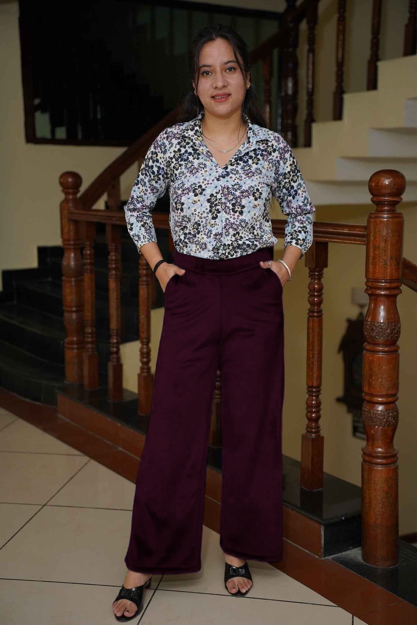 Deep Wine Velvet Fleece Pants