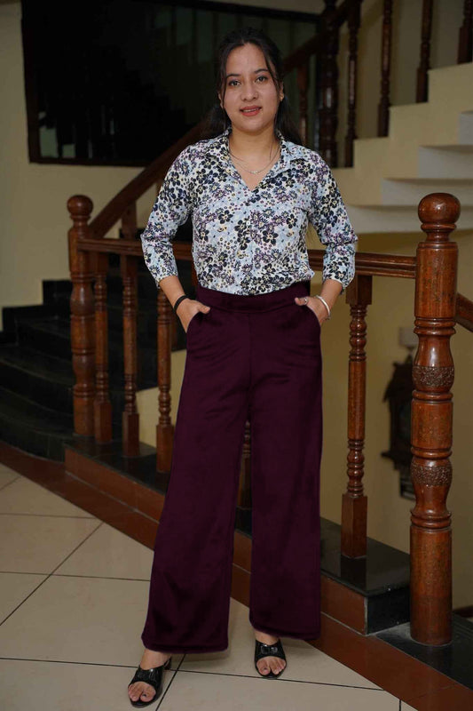 Deep Wine Velvet Fleece Pants