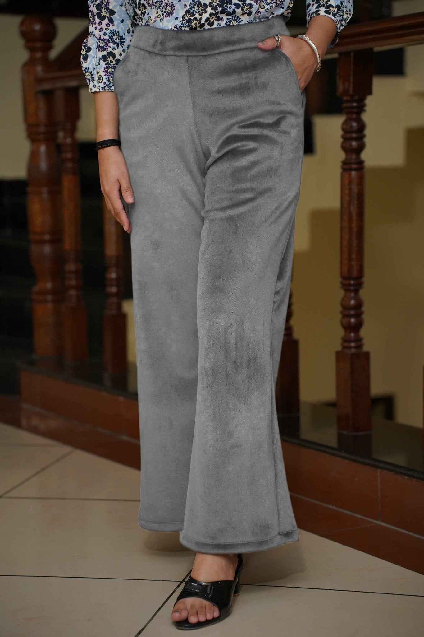 Dark Grey Velvet Fleece Pants