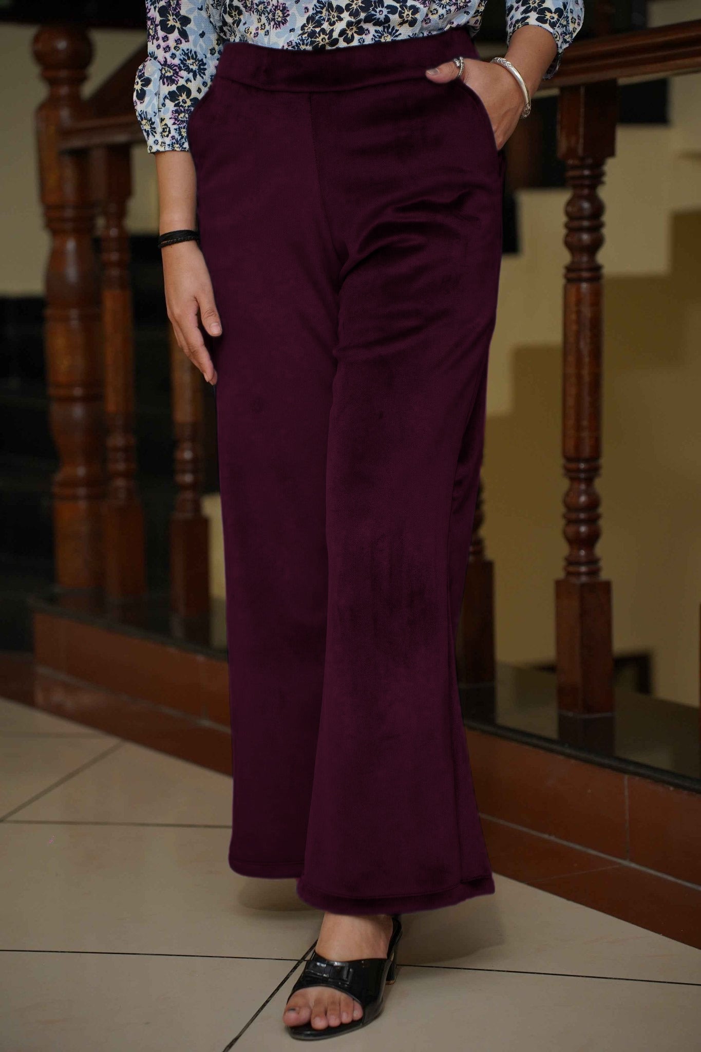 Deep Wine Velvet Fleece Pants