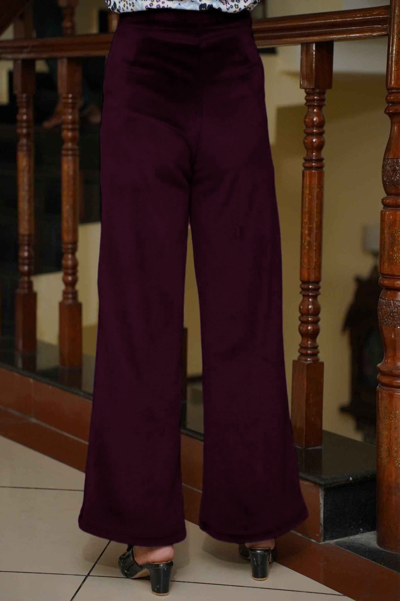 Deep Wine Velvet Fleece Pants