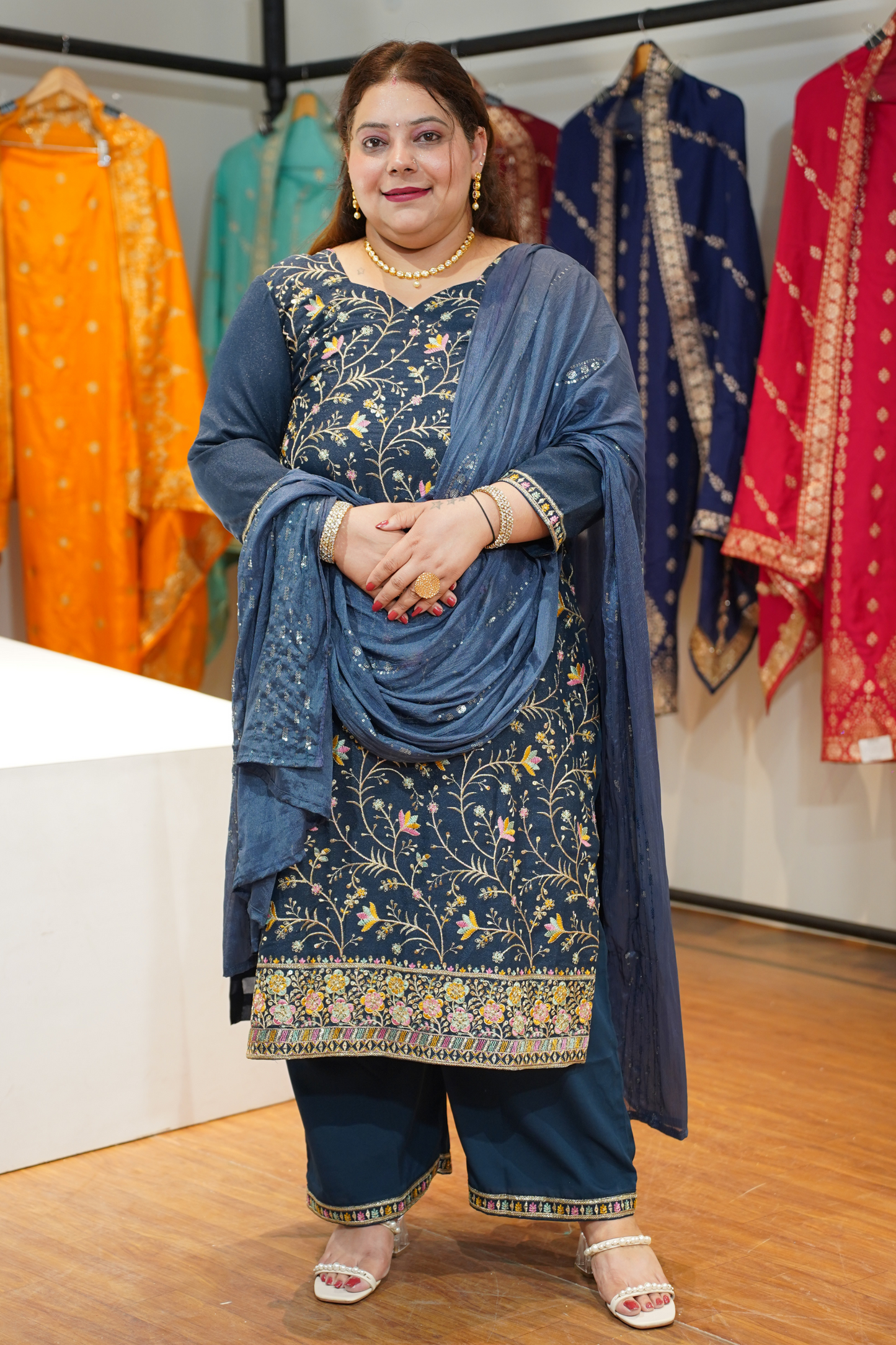 Neel Surmai Embroidered Fancy Suit