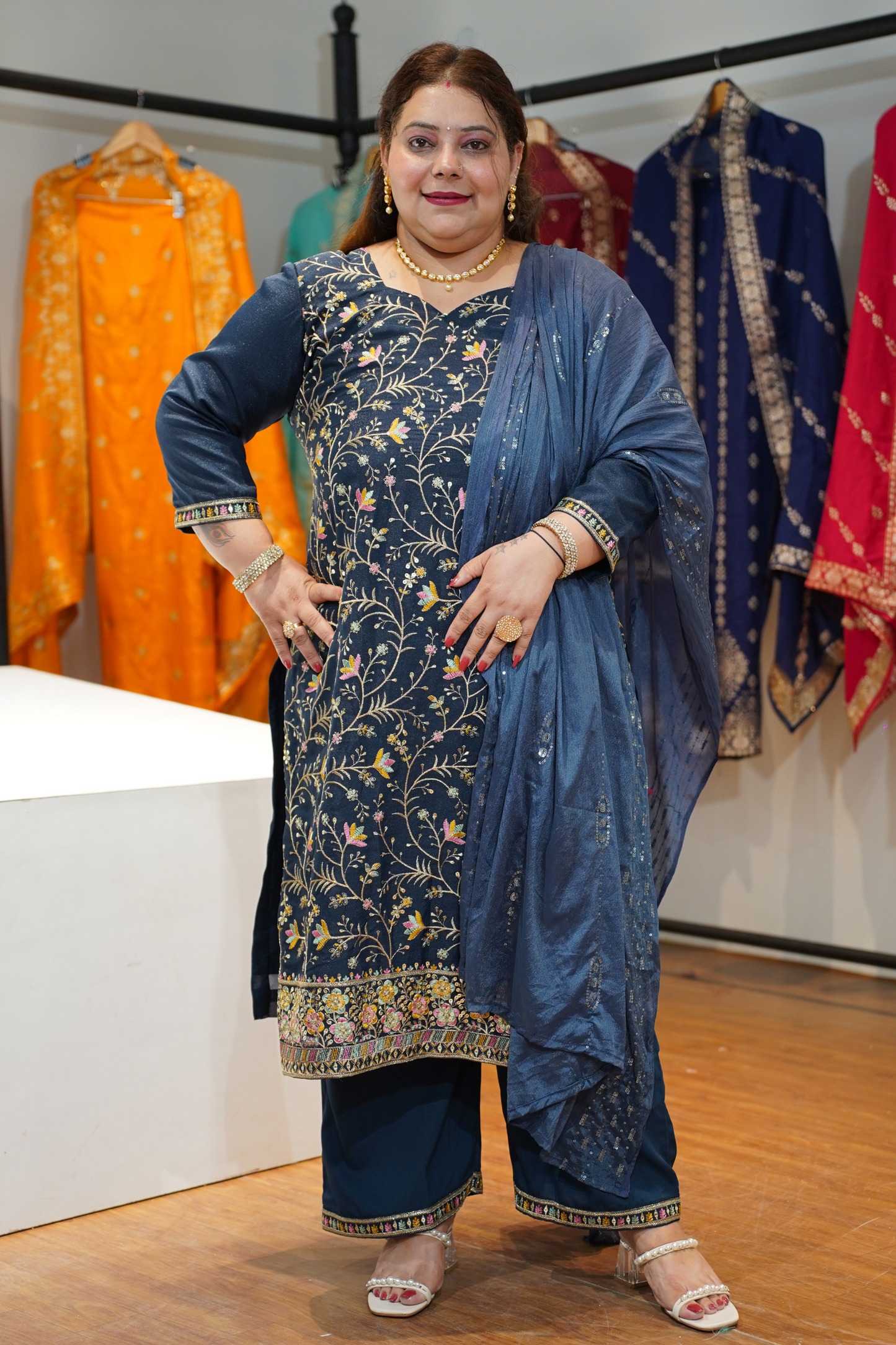 Neel Surmai Embroidered Fancy Suit