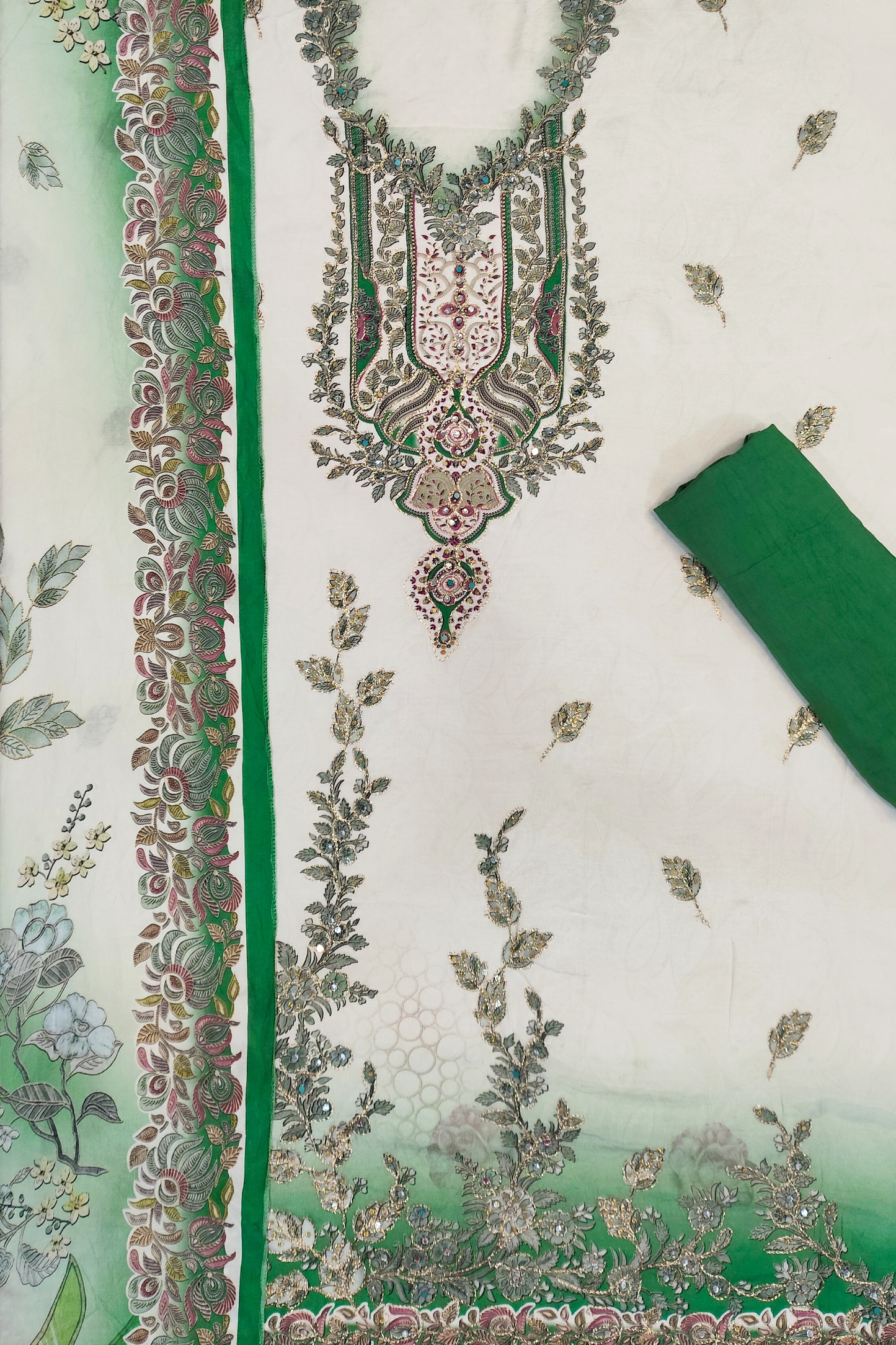 Neelam Ombré Muslin Dress Material with Aari Work