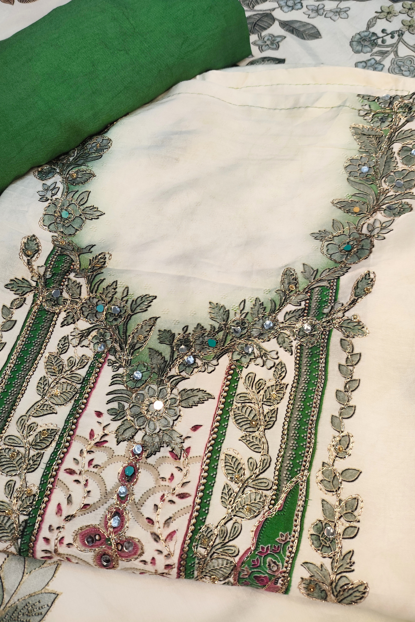 Neelam Ombré Muslin Dress Material with Aari Work