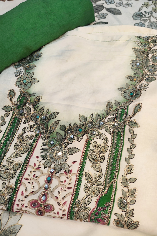 Neelam Ombré Muslin Dress Material with Aari Work