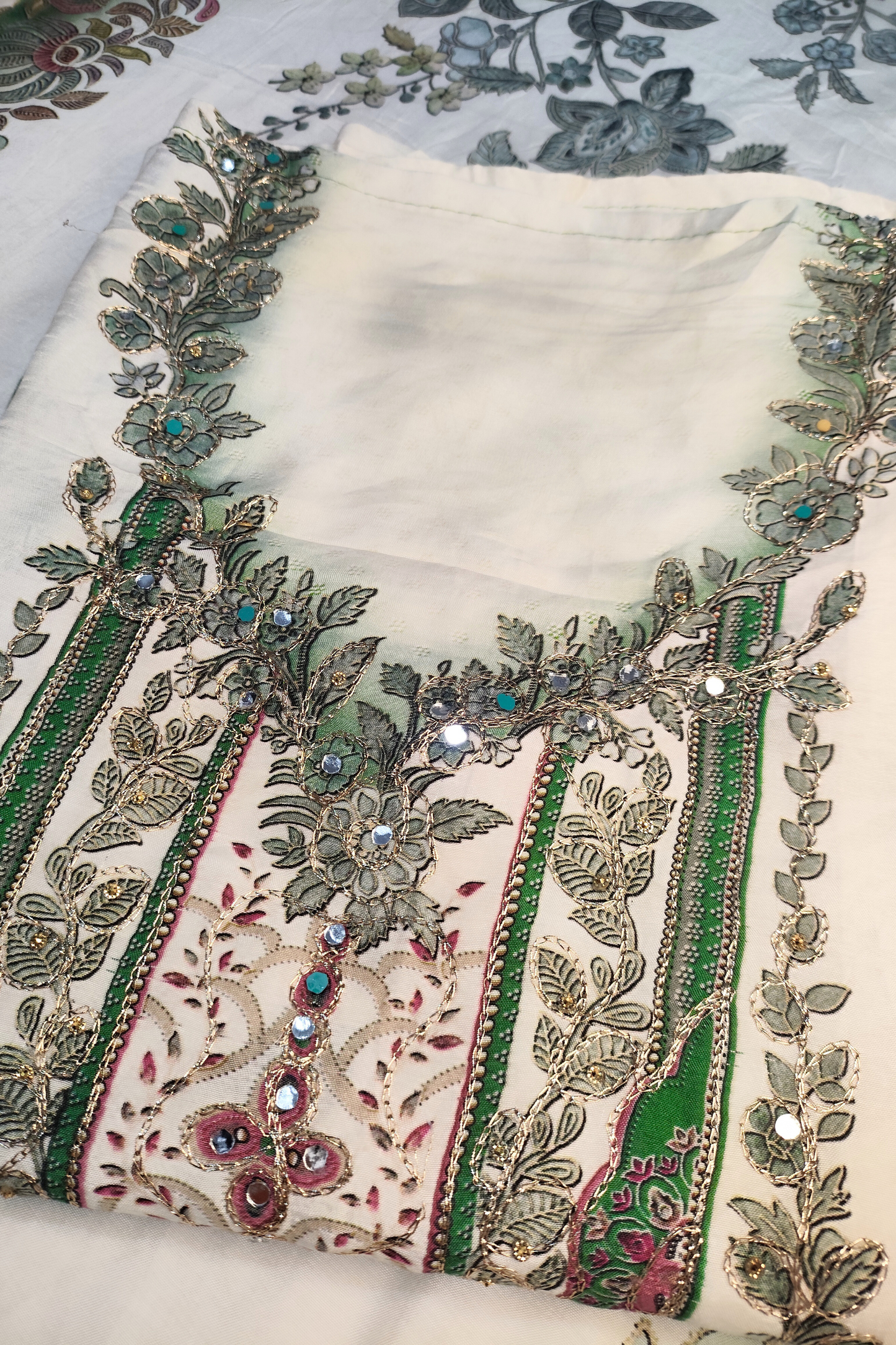 Neelam Ombré Muslin Dress Material with Aari Work