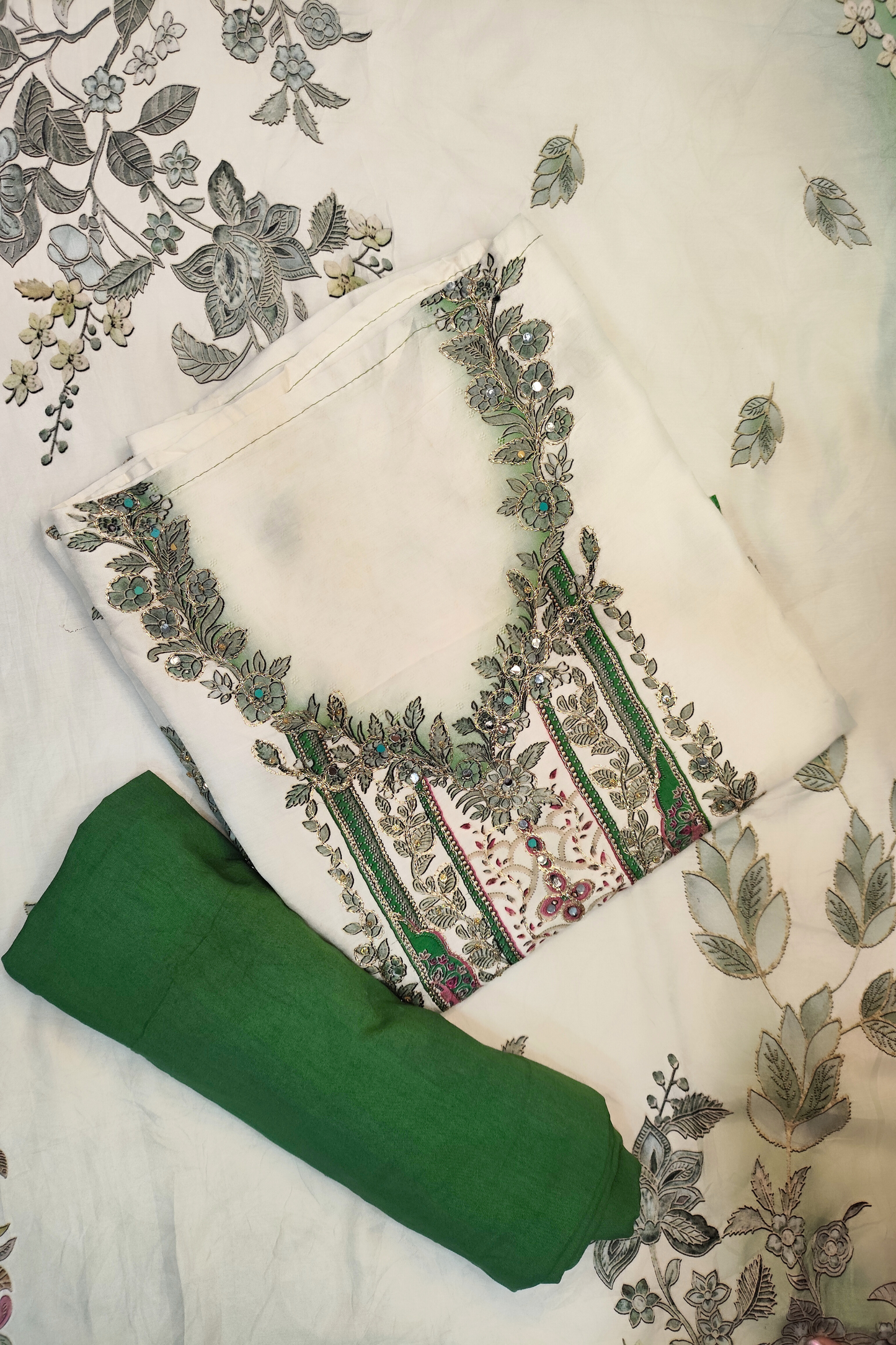 Neelam Ombré Muslin Dress Material with Aari Work