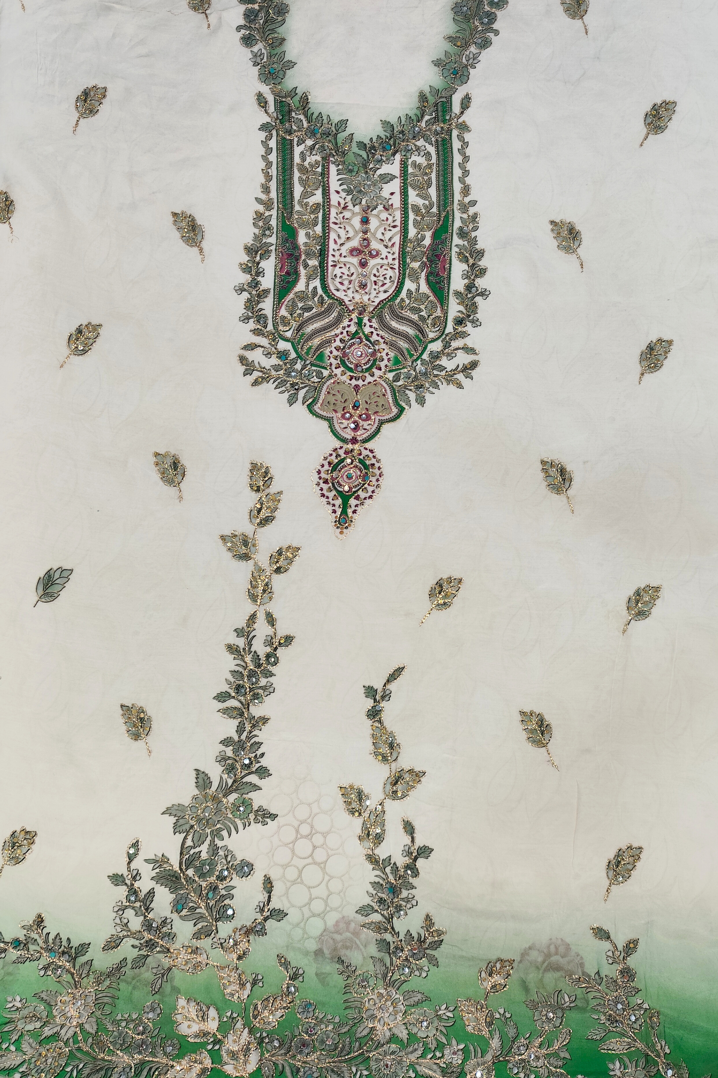 Neelam Ombré Muslin Dress Material with Aari Work