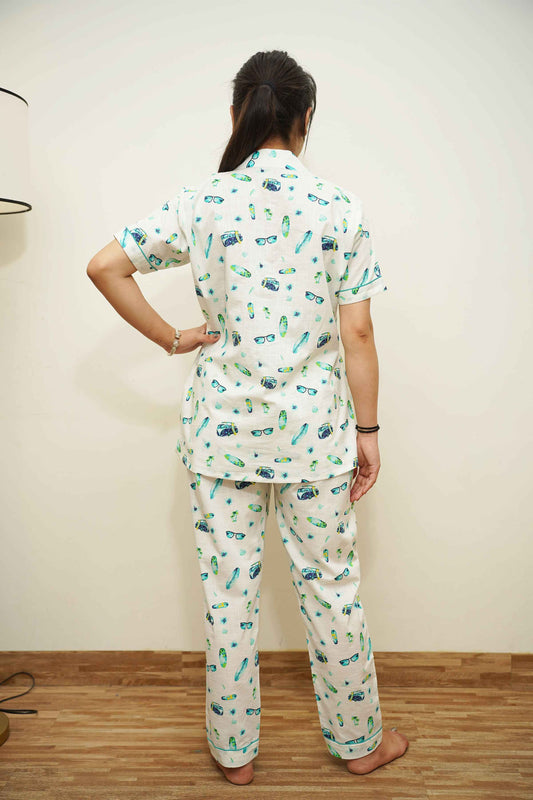 Ocean Breeze Cotton Night Suit