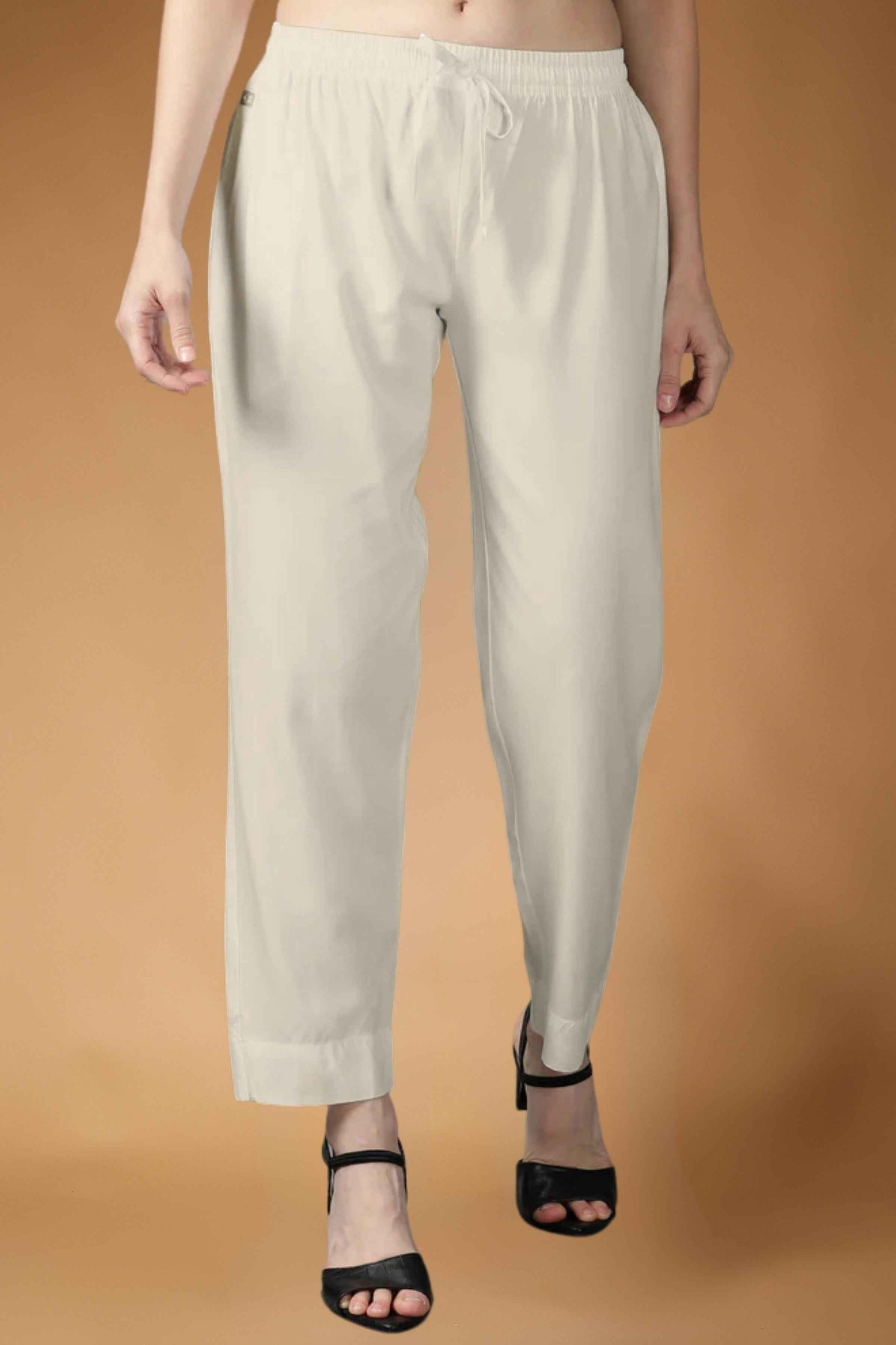Off White Rayon Kurti Pant