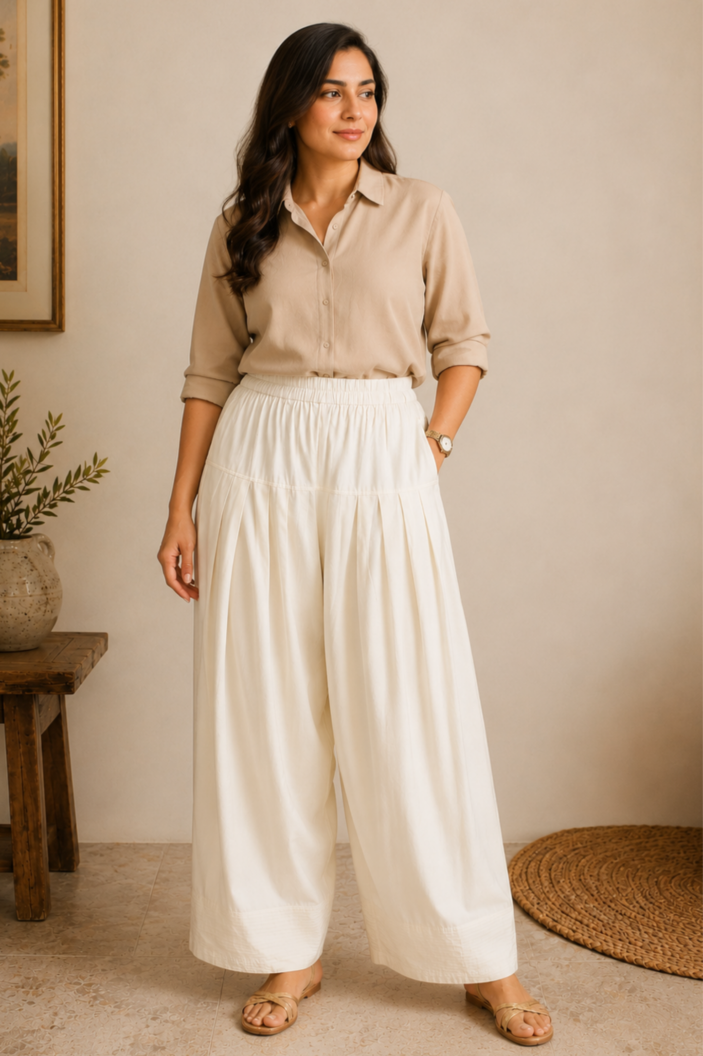 Off White Rayon Farshi Salwar