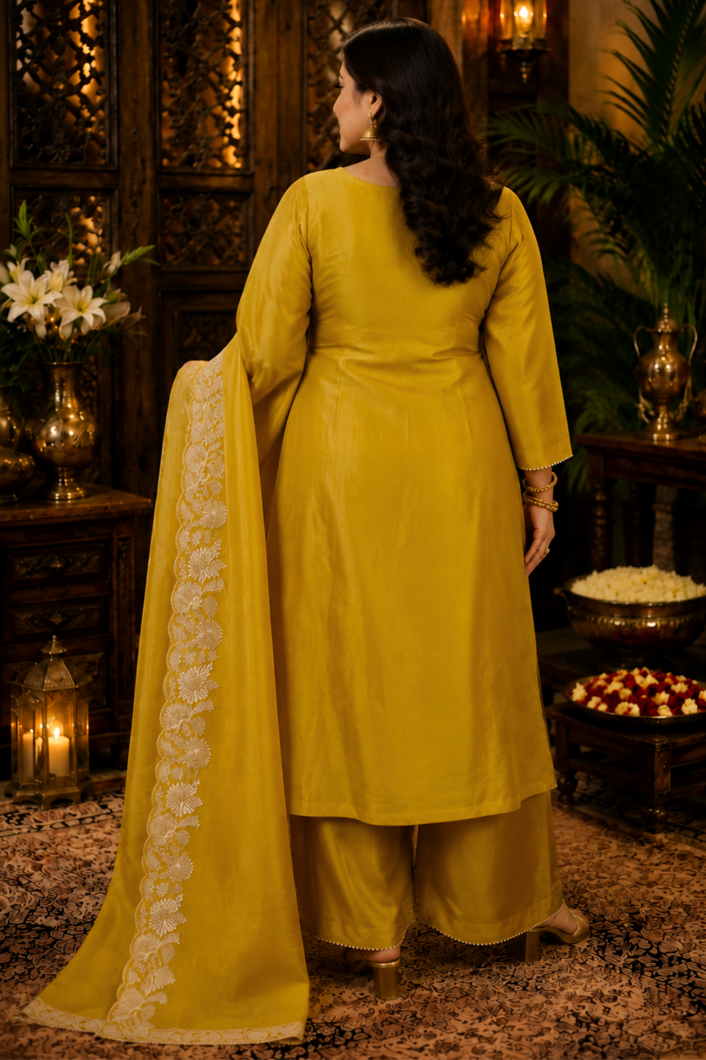 Aarvika Tissue Shimmer Suit With Zari Embroidery