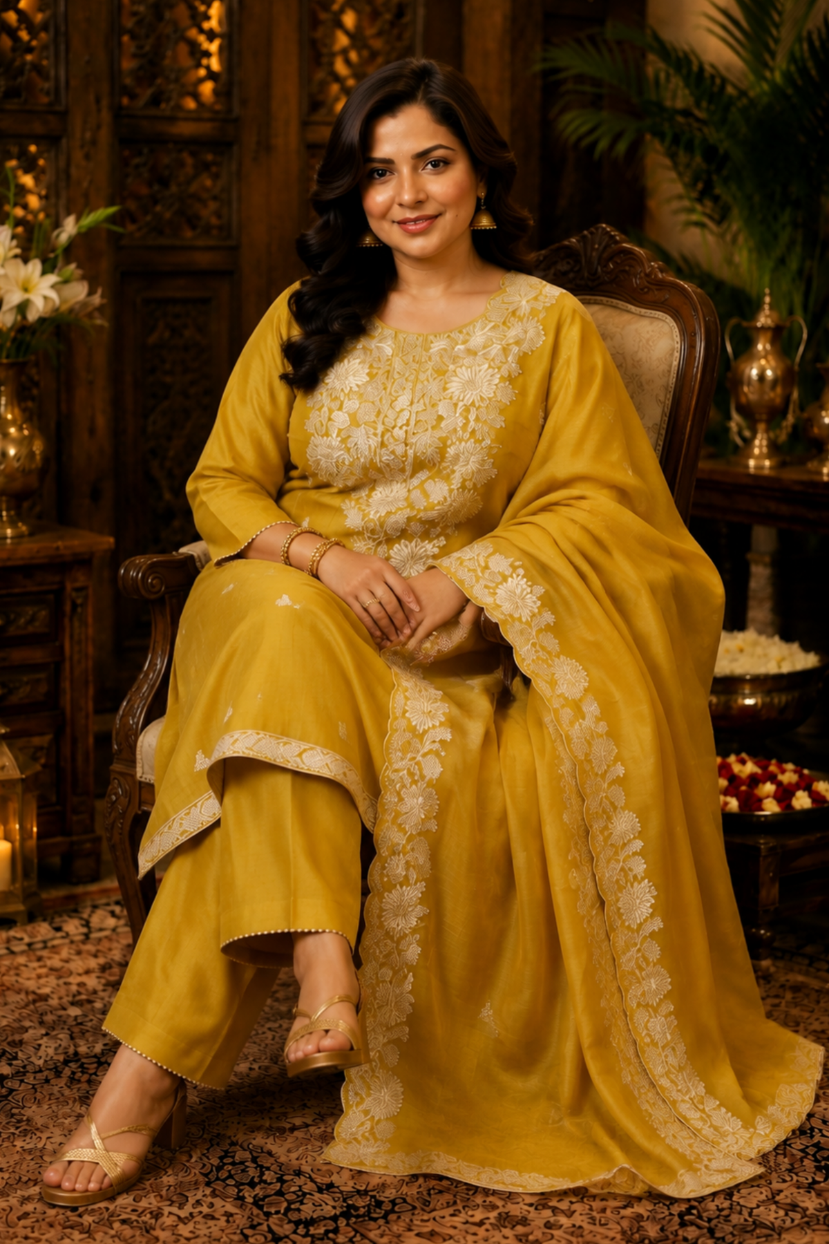 Aarvika Tissue Shimmer Suit With Zari Embroidery
