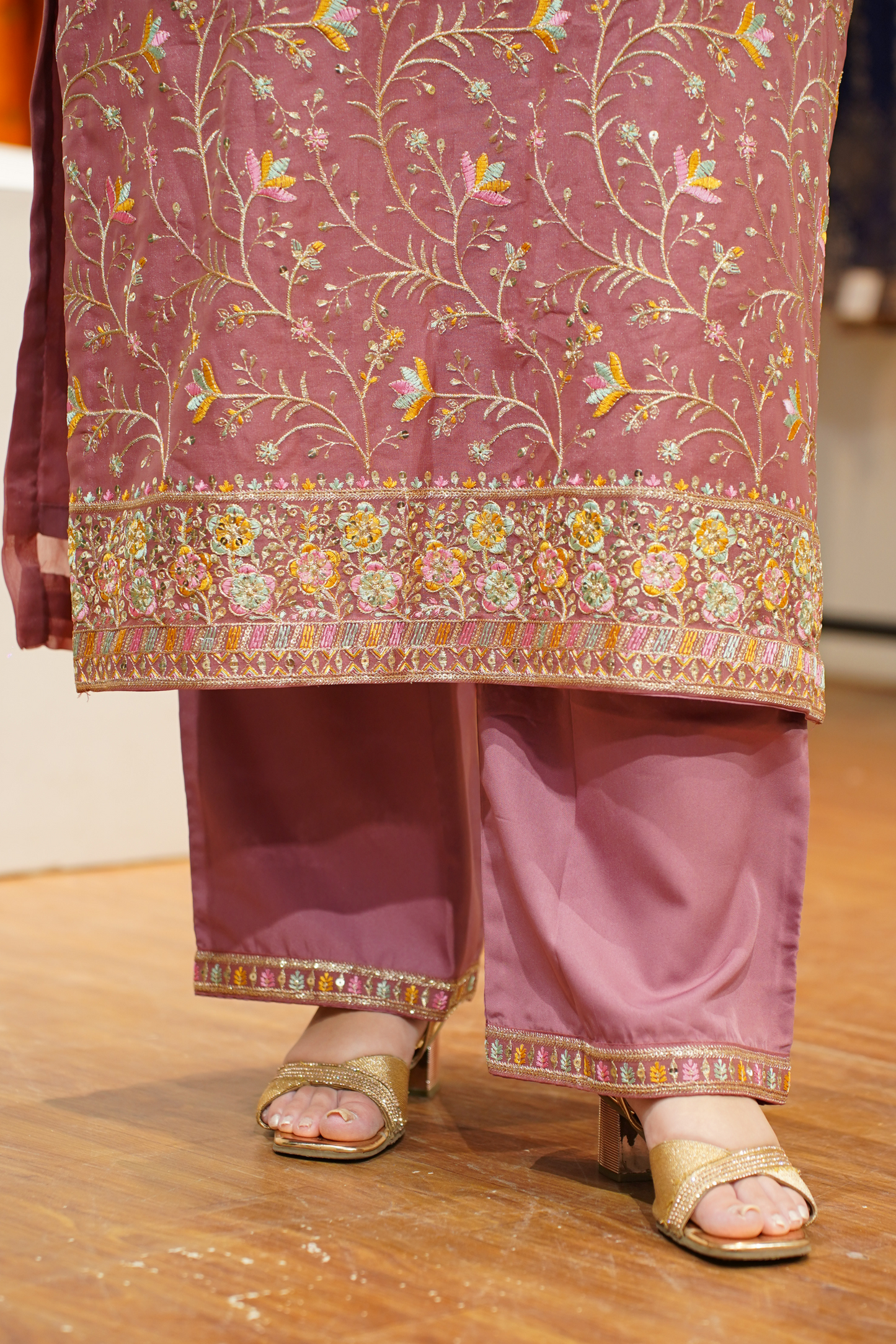 Onion Blush Embroidered Fancy Suit