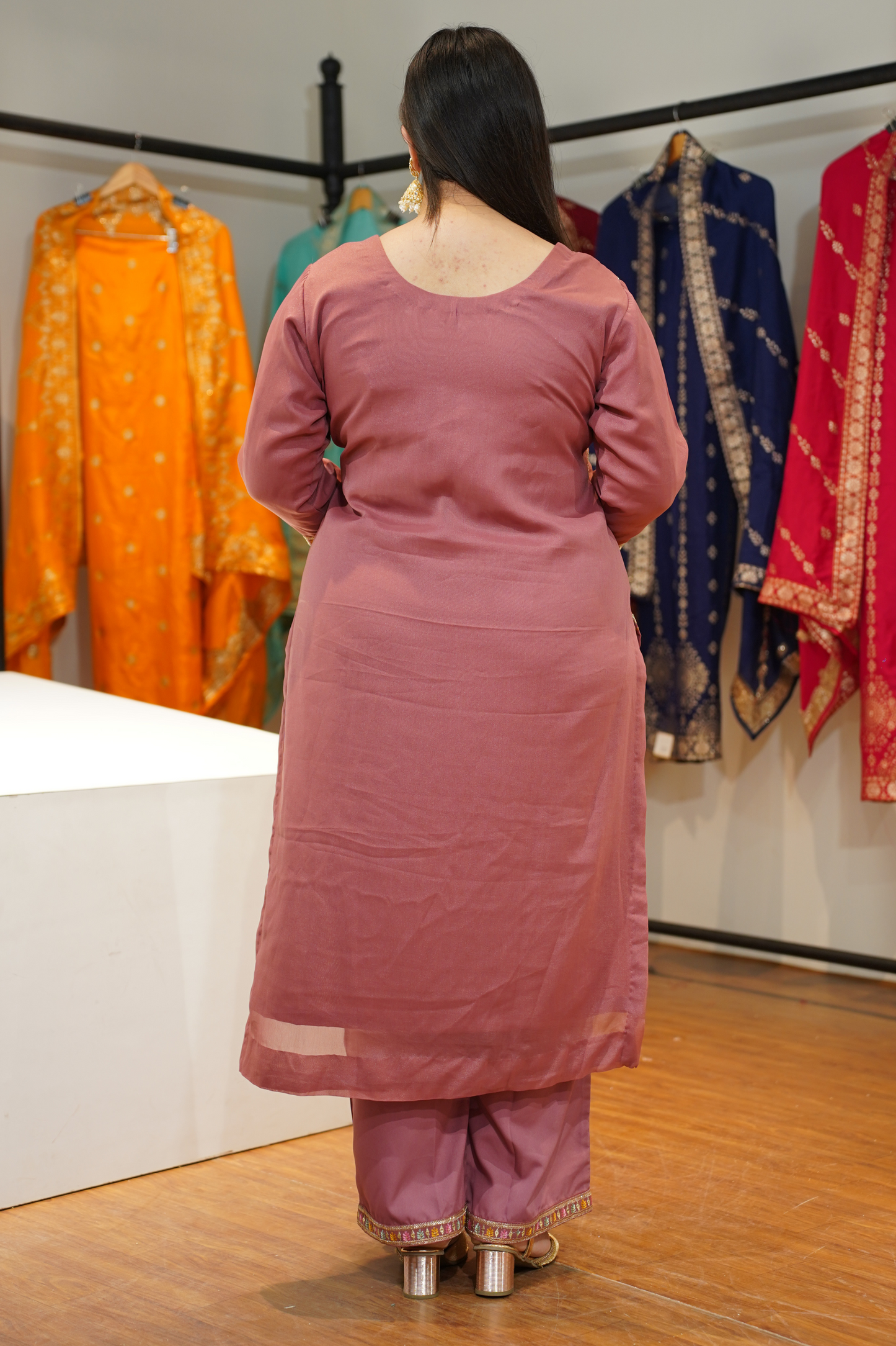 Onion Blush Embroidered Fancy Suit